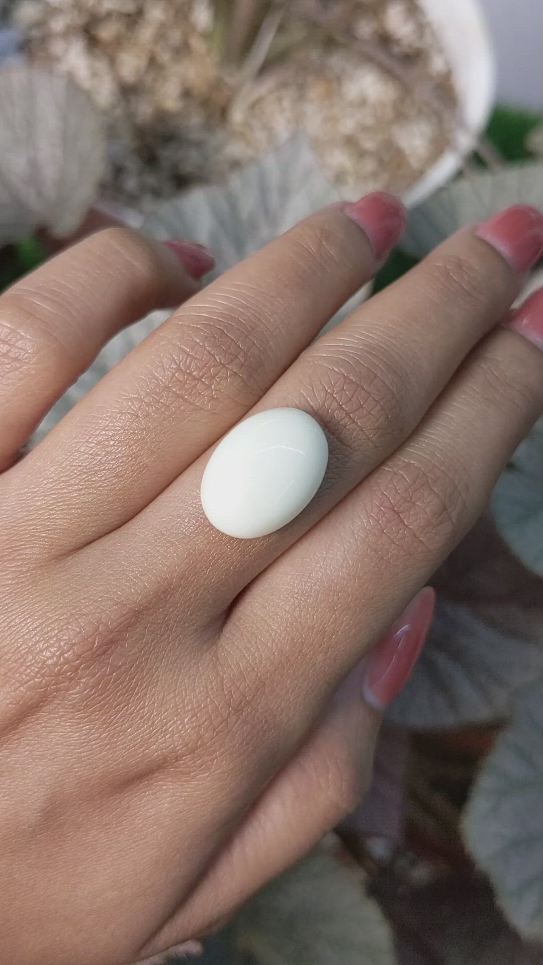 11.28 Ct. Salmon and White Cabochon Coral from Italy Size Video