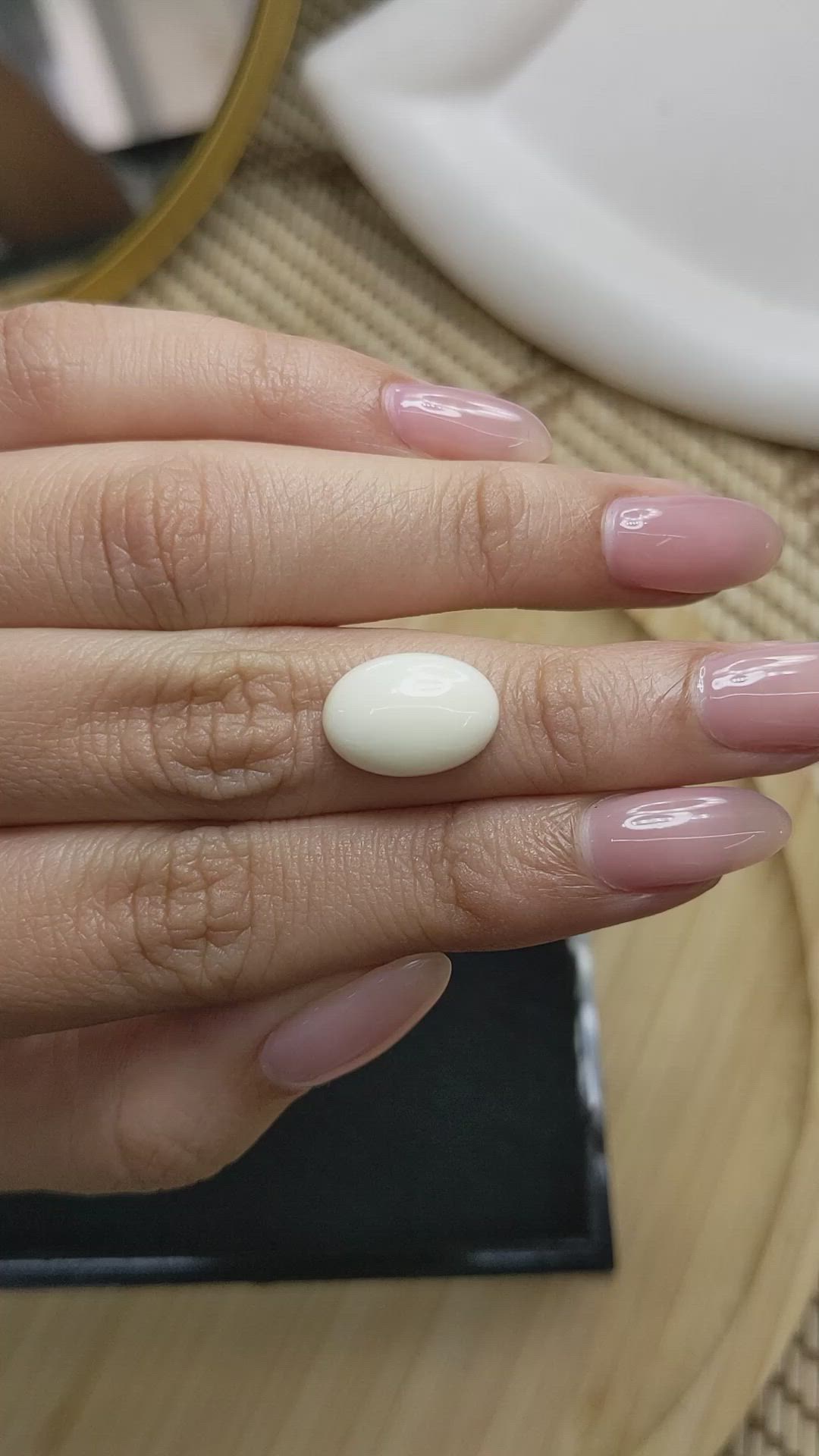 4.11 Ct. Salmon and White Cabochon Coral from Italy Size Video