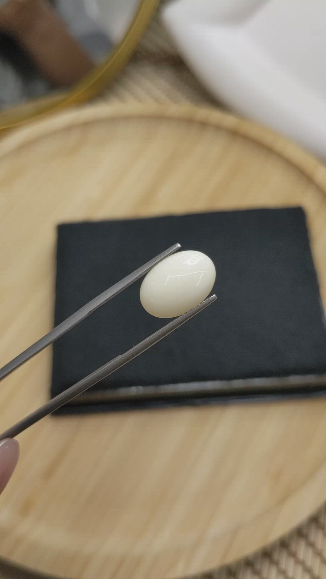 4.11 Ct. Salmon and White Cabochon Coral from Italy Size Video