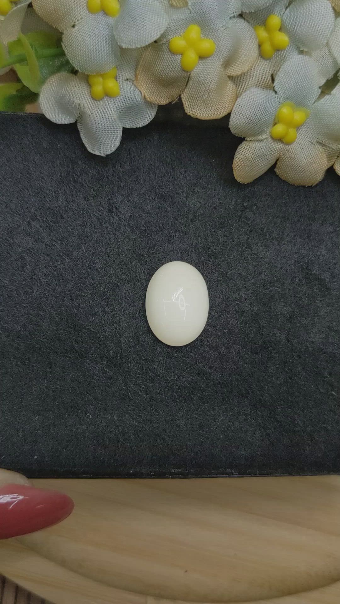 8.27 Ct. Salmon and White Cabochon Coral from Italy Size Video
