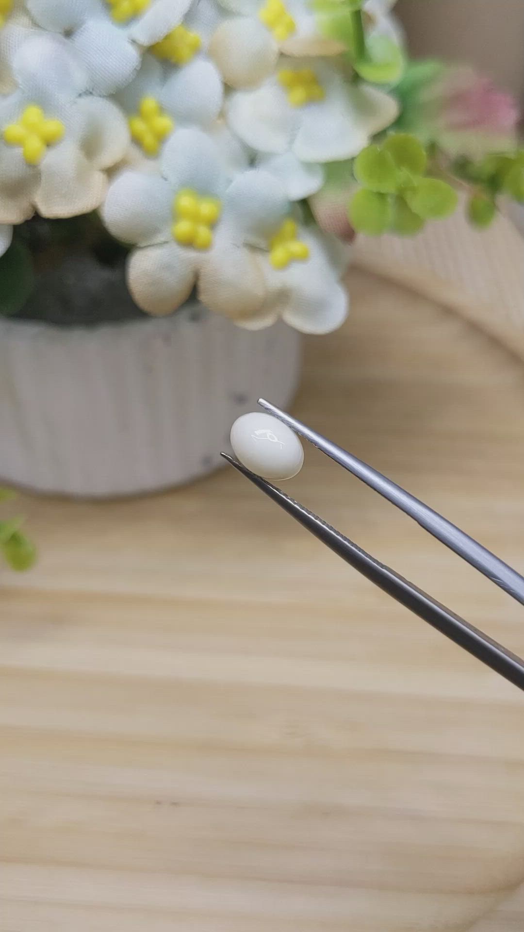 1.26 Ct. Salmon and White Cabochon Coral from Italy Size Video