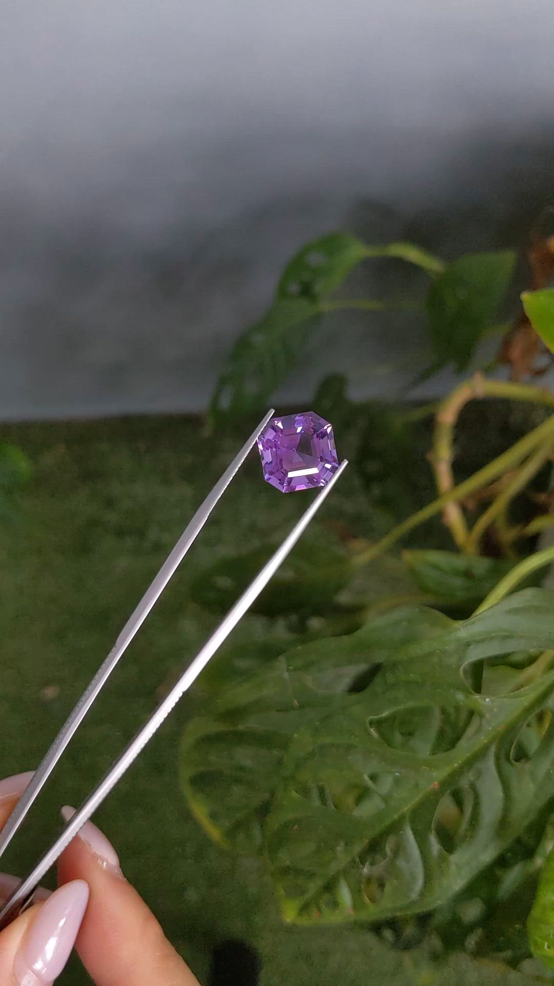 7.82 Ct. Purple Amethyst from Brazil Size Video