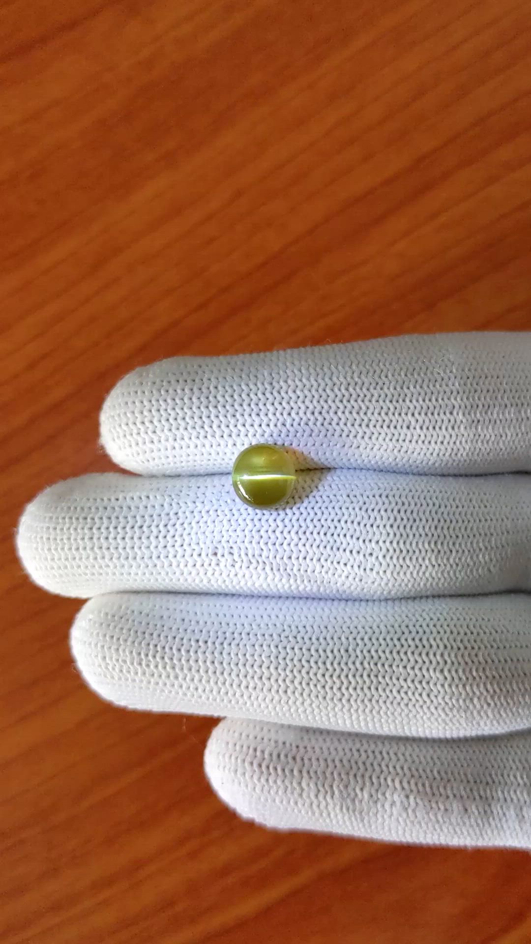 4.33 Ct. Brownish Yellow Cabochon Chrysoberyl from Ceylon (Sri Lanka) Size Video