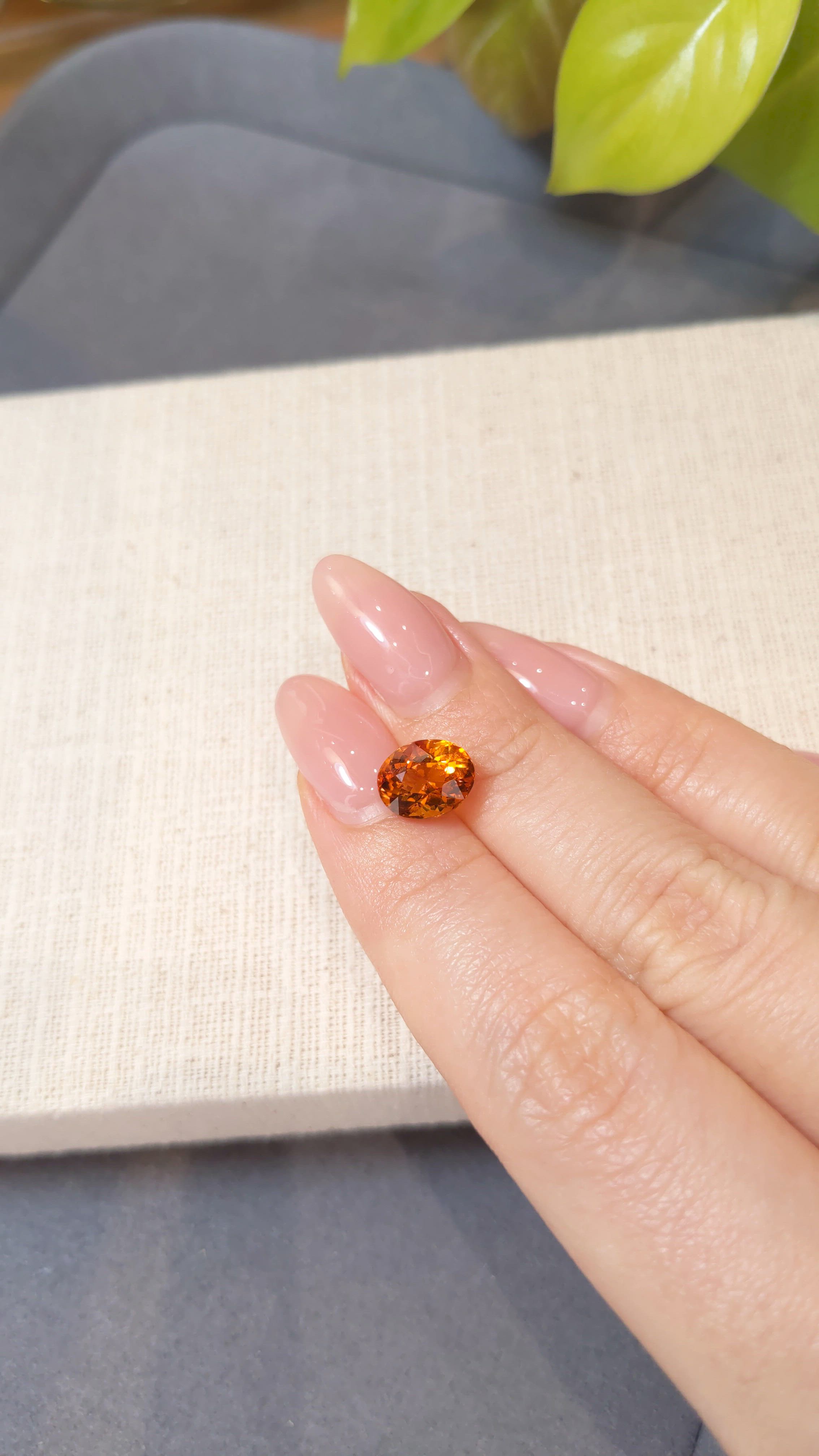 2.54 Ct. Orangish Red Citrine from Brazil Size Video