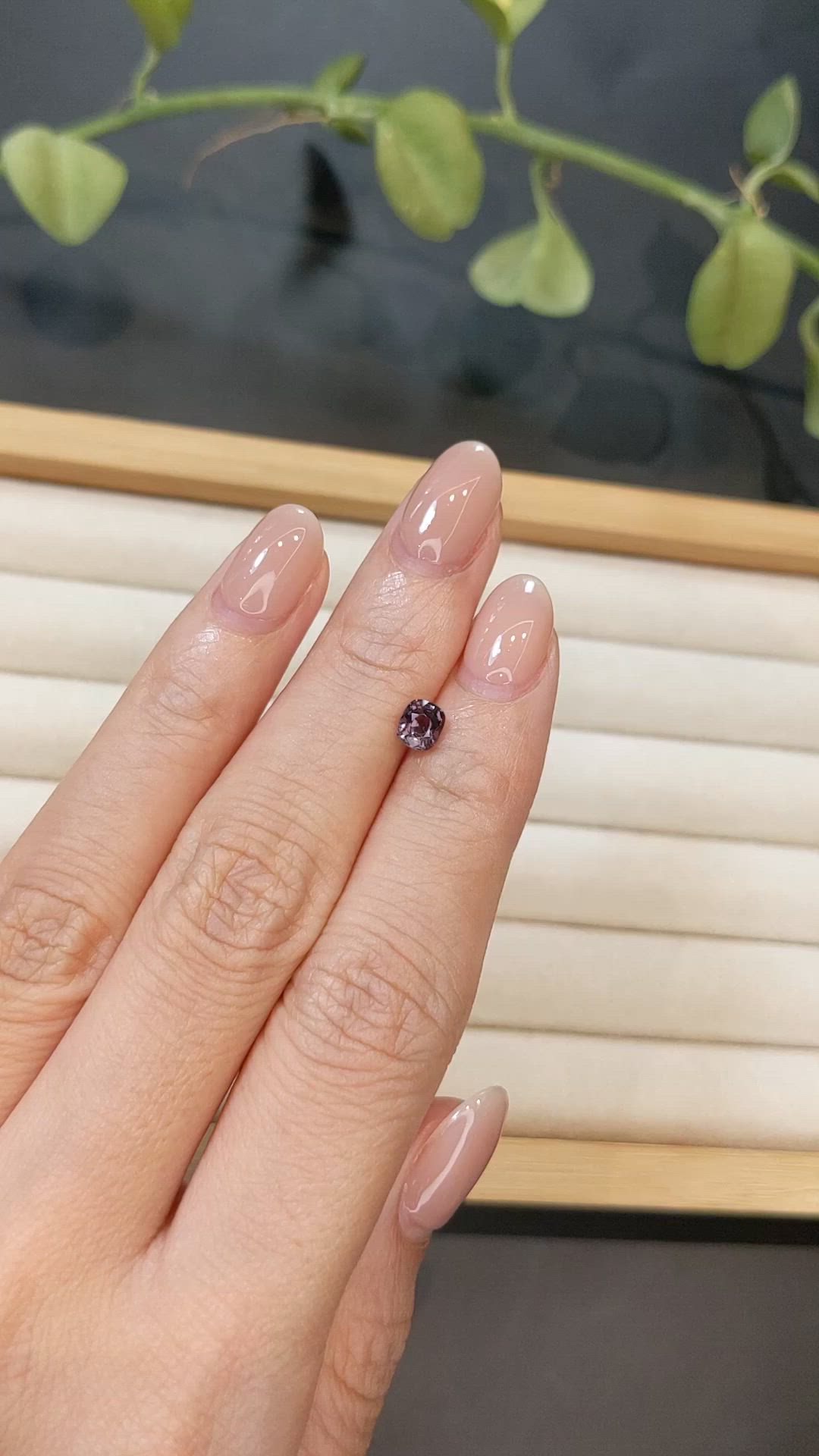 0.66 Ct. Purplish Grey Spinel from Burma (Myanmar) Size Video