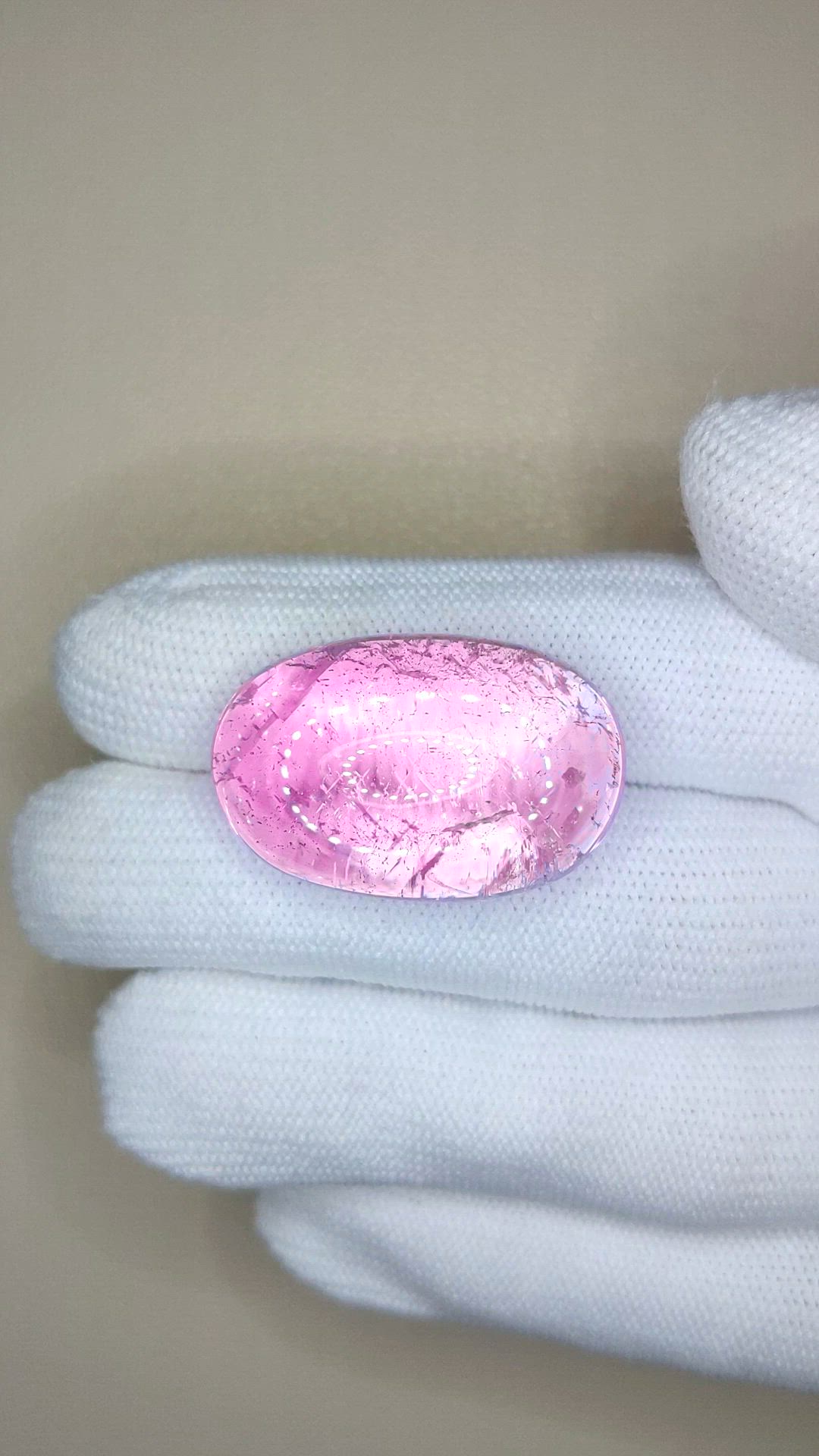 60.00 Ct. Pink Cabochon Kunzite from Afghanistan Size Video