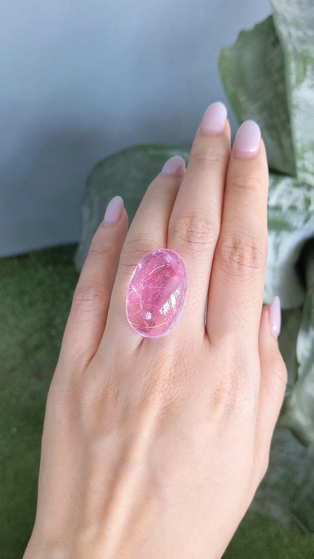 60.00 Ct. Pink Cabochon Kunzite from Afghanistan Size Video