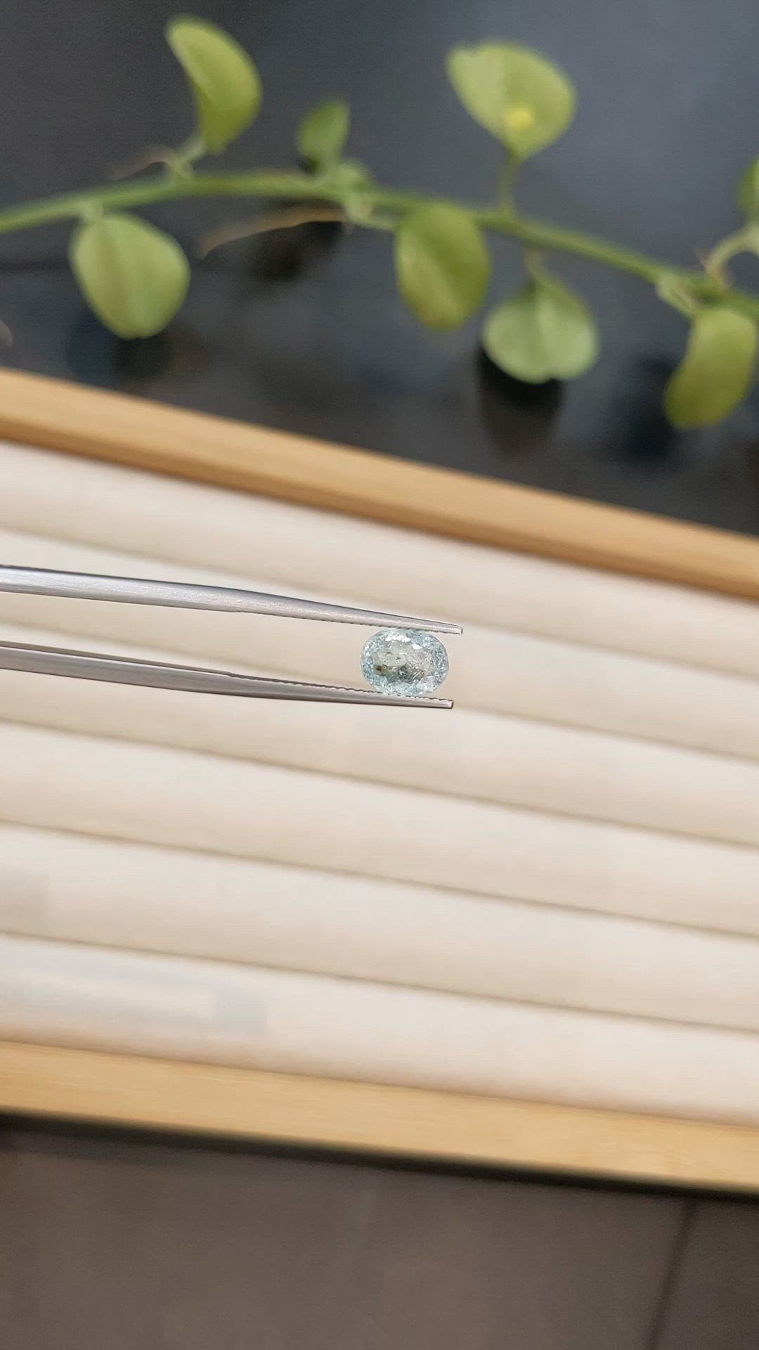 1.38 Ct. Greenish Blue Paraiba Tourmaline from Mozambique Size Video