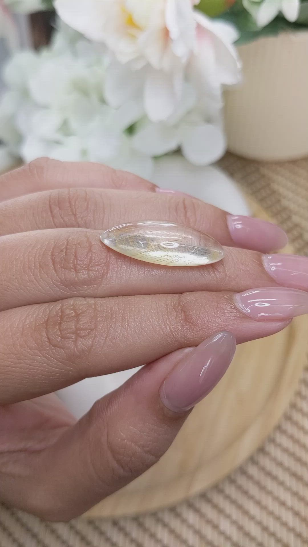 16.81 Ct. White Cabochon Topaz from Ceylon (Sri Lanka) Size Video