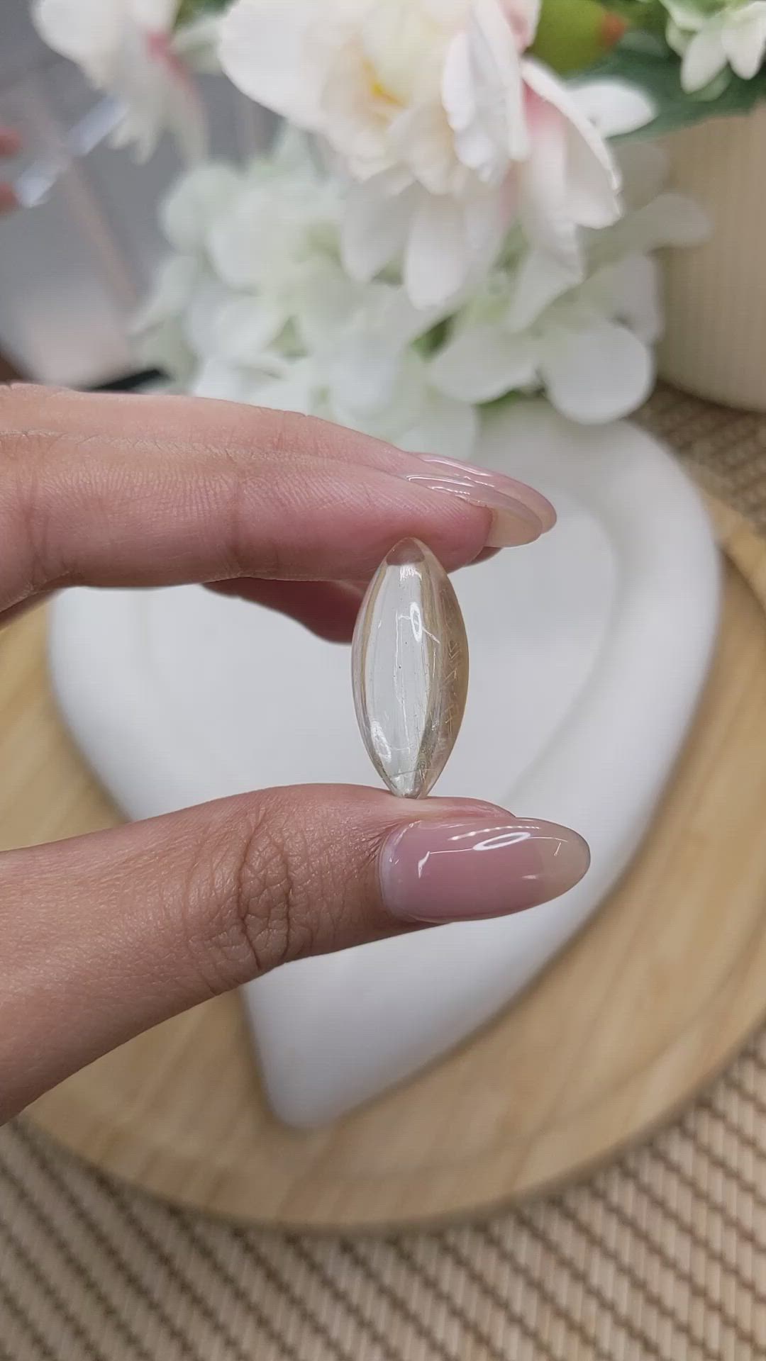 16.81 Ct. White Cabochon Topaz from Ceylon (Sri Lanka) Size Video