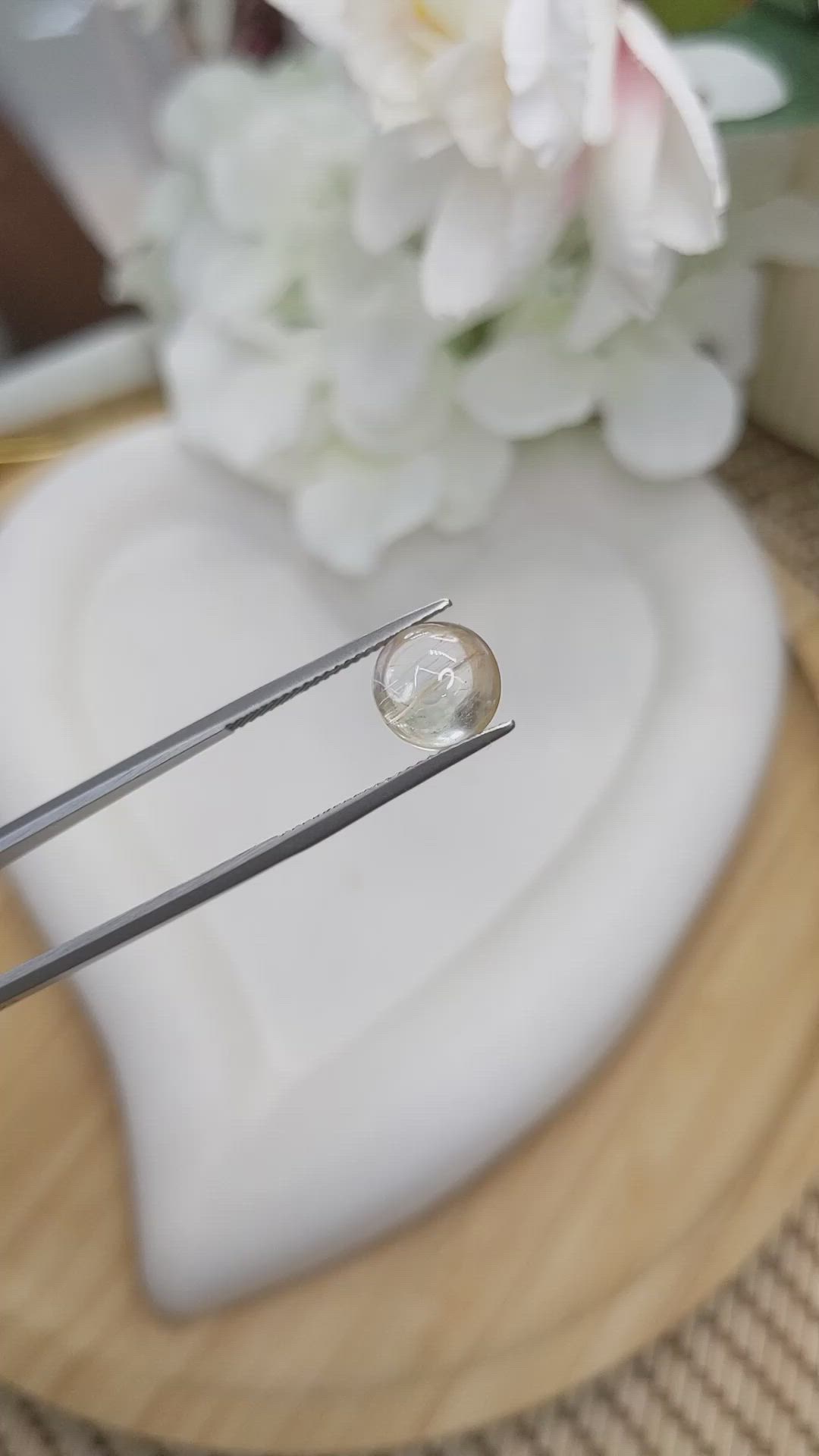 4.29 Ct. White Cabochon Topaz from Ceylon (Sri Lanka) Size Video
