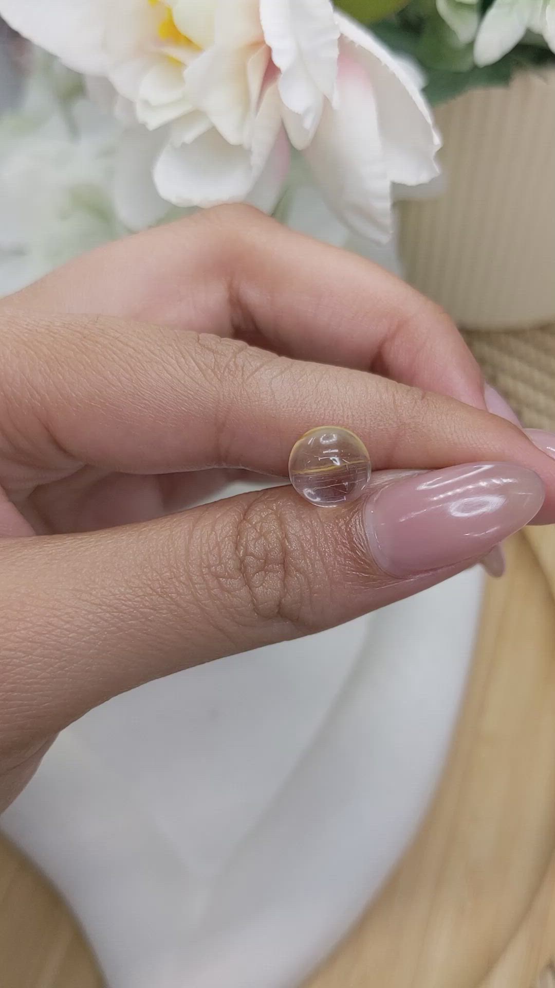 4.29 Ct. White Cabochon Topaz from Ceylon (Sri Lanka) Size Video