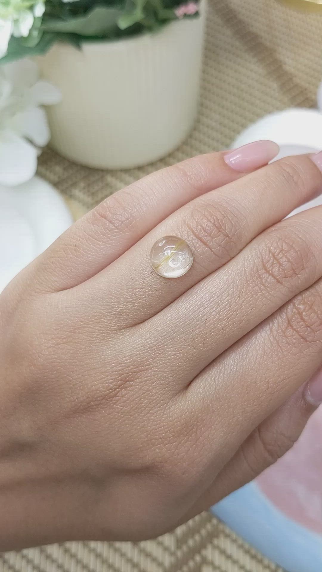 4.29 Ct. White Cabochon Topaz from Ceylon (Sri Lanka) Size Video