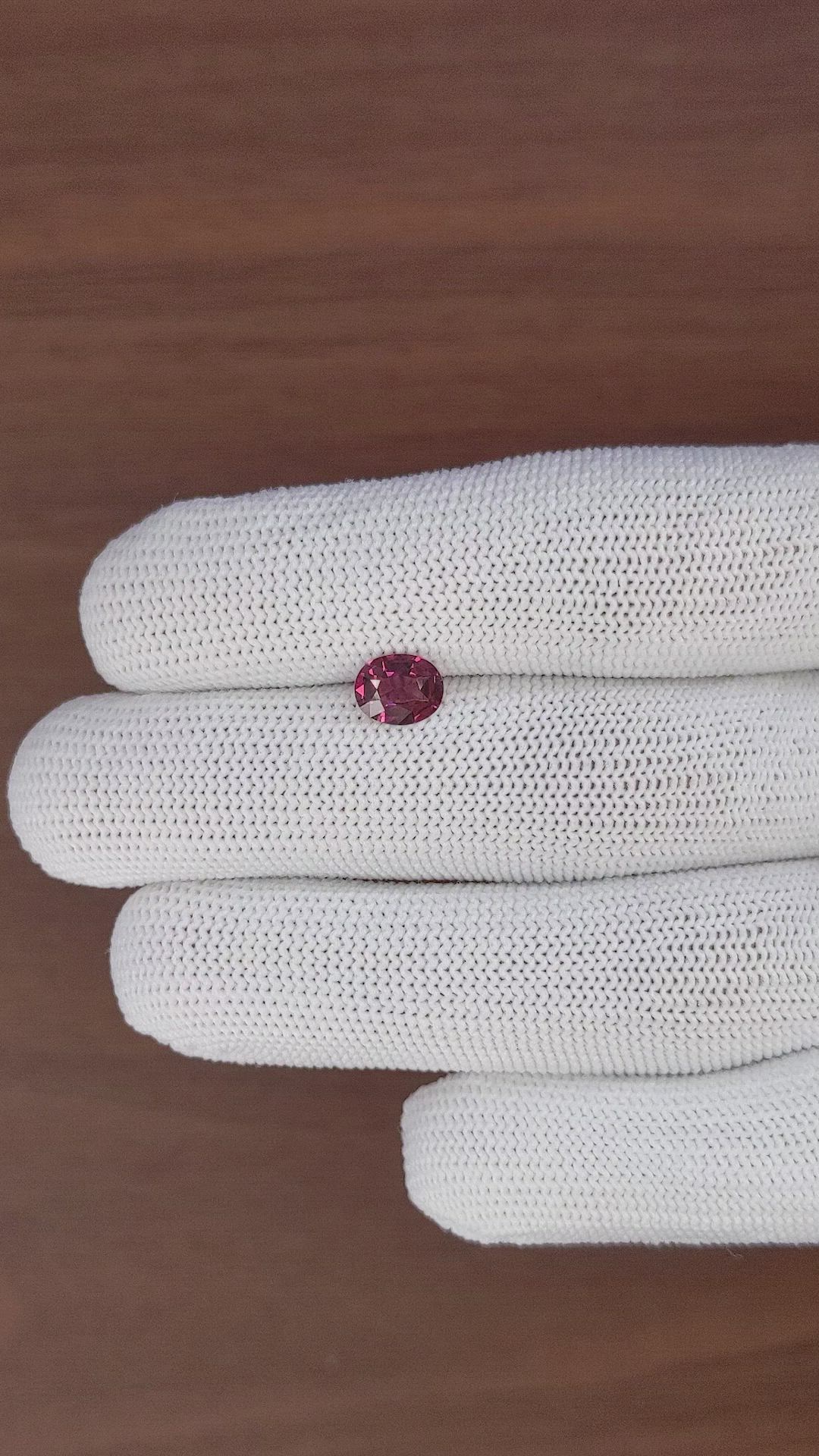 1.25 Ct. Reddish Pink Garnet from Ceylon (Sri Lanka) Size Video