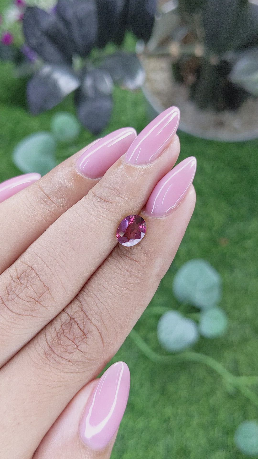 1.25 Ct. Reddish Pink Garnet from Ceylon (Sri Lanka) Size Video