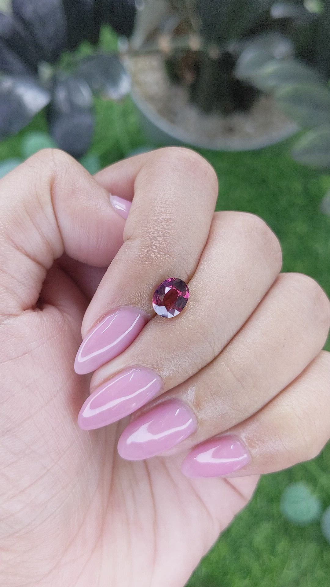 1.25 Ct. Reddish Pink Garnet from Ceylon (Sri Lanka) Size Video