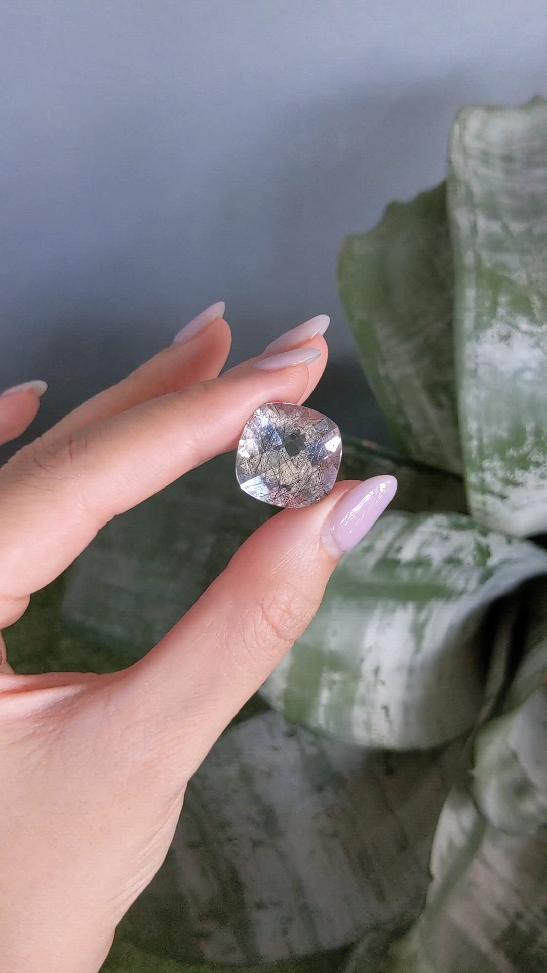 20.22 Ct. White Rutilated Quartz from Brazil Size Video