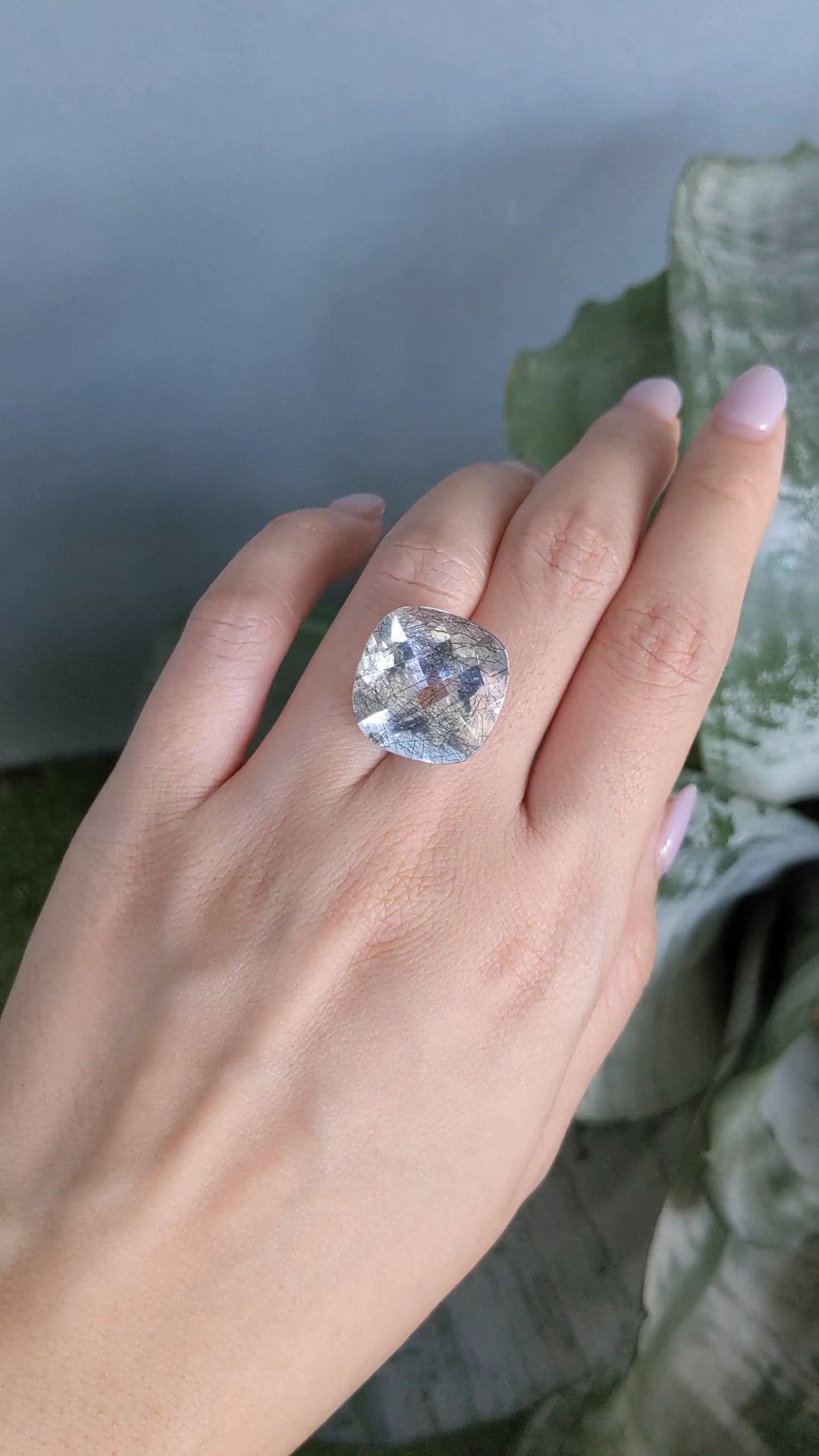 20.22 Ct. White Rutilated Quartz from Brazil Size Video