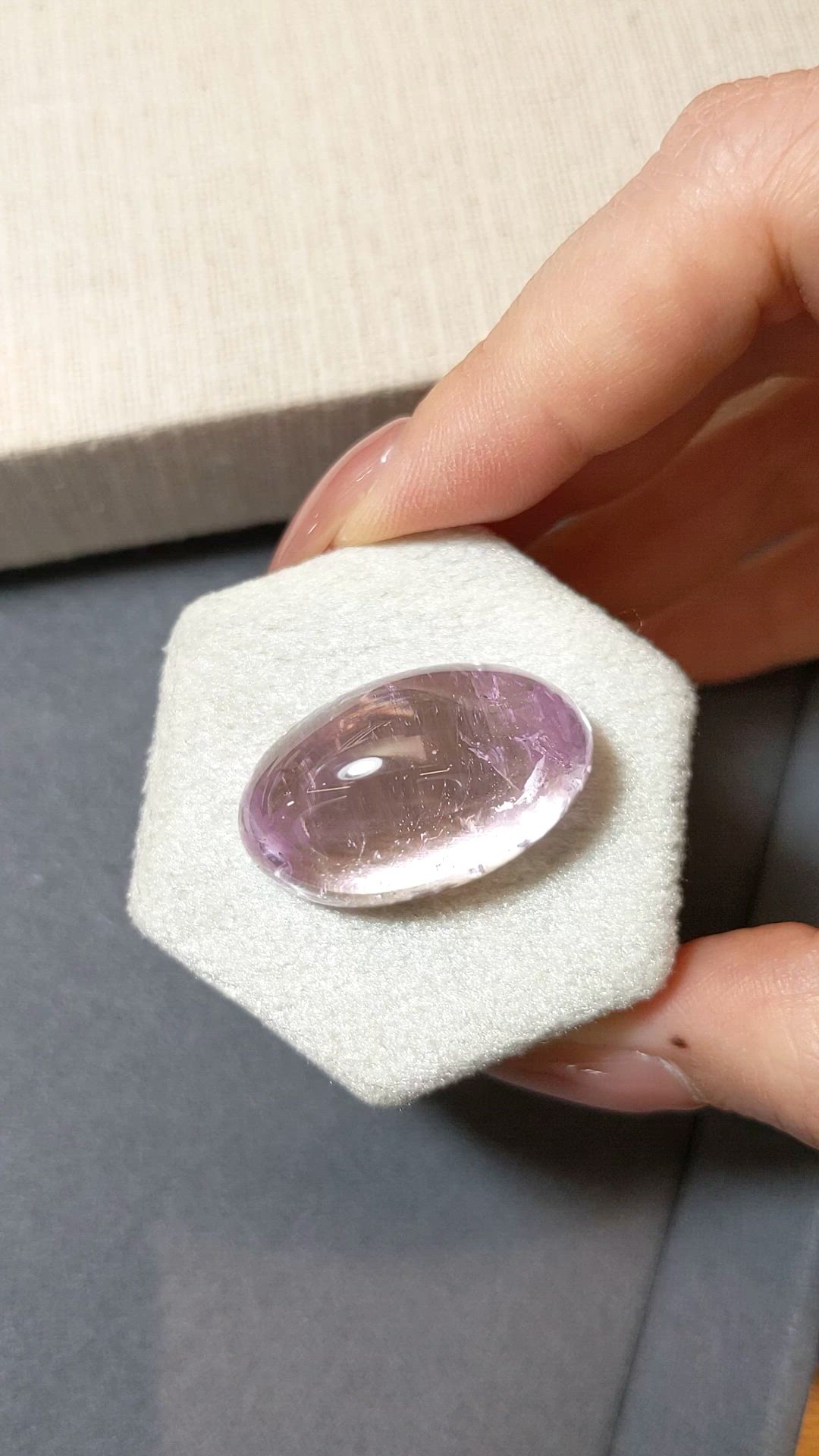 62.78 Ct. Pink Cabochon Kunzite from Brazil Size Video