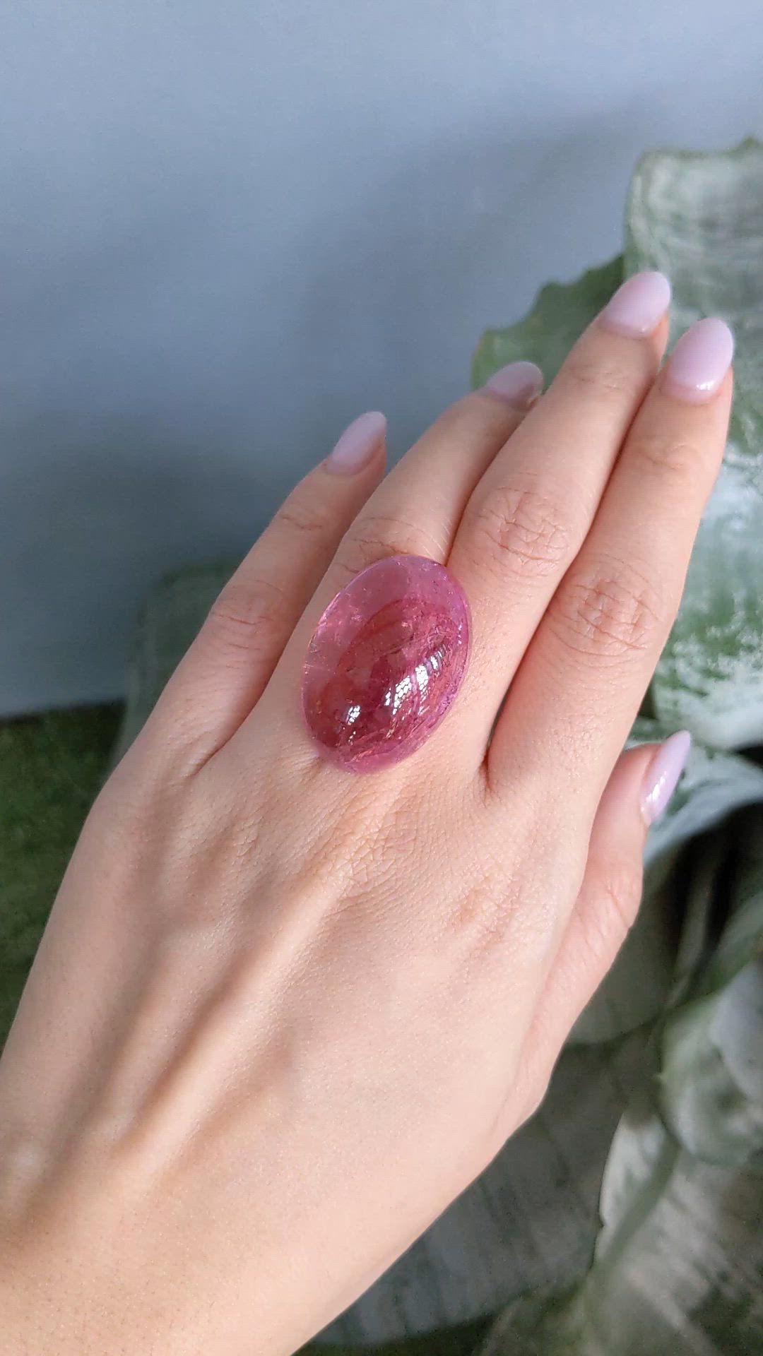 82.32 Ct. Pink Cabochon Tourmaline from Brazil Size Video