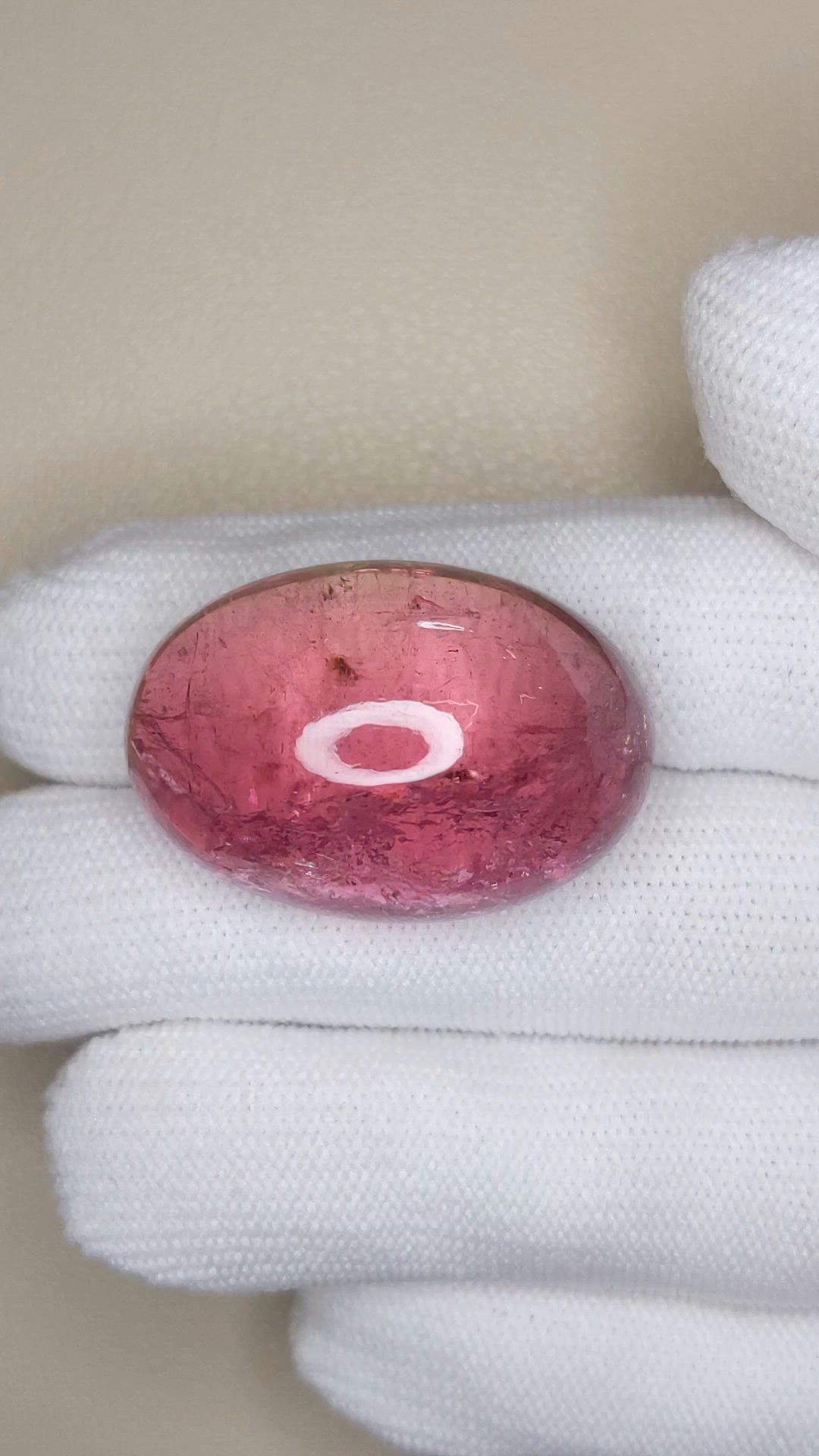 82.32 Ct. Pink Cabochon Tourmaline from Brazil Size Video