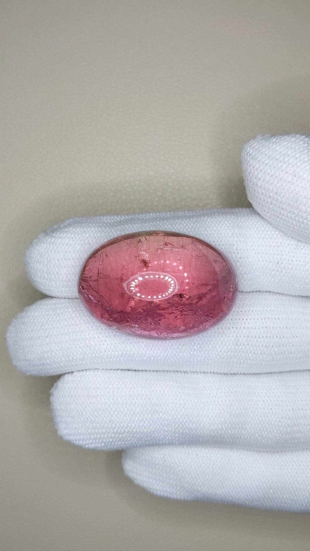 82.32 Ct. Pink Cabochon Tourmaline from Brazil Size Video
