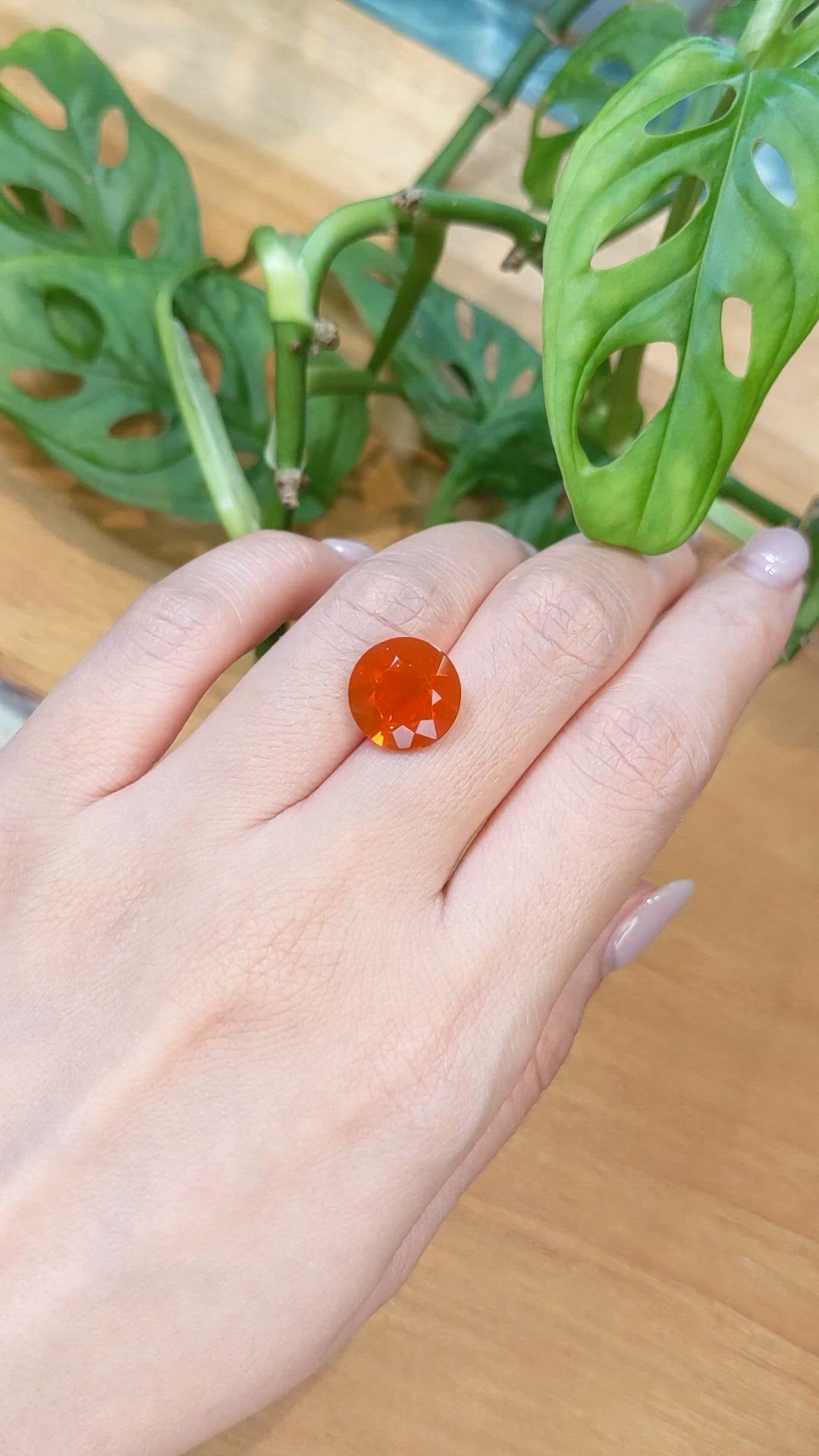 4.08 Ct. Orange Fire Opal from Mexico Size Video