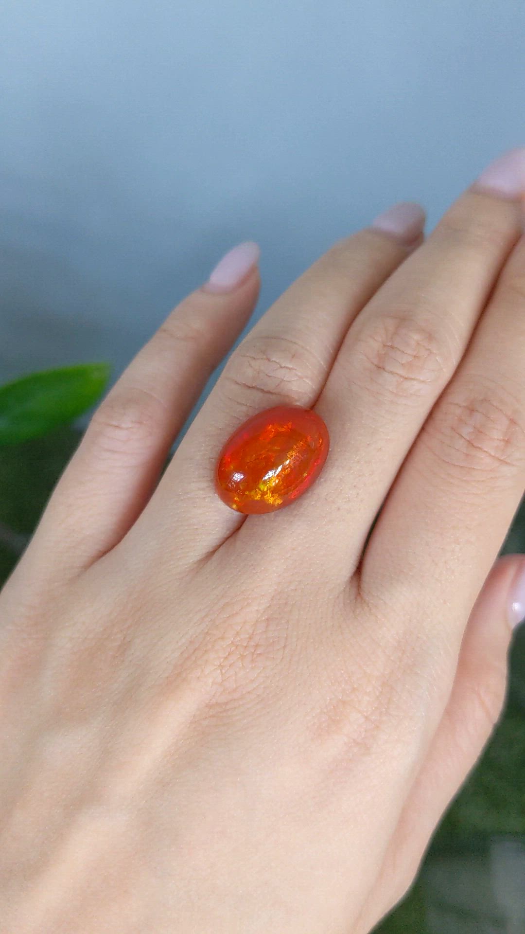 12.70 Ct. Orange Cabochon Fire Opal from Mexico Size Video