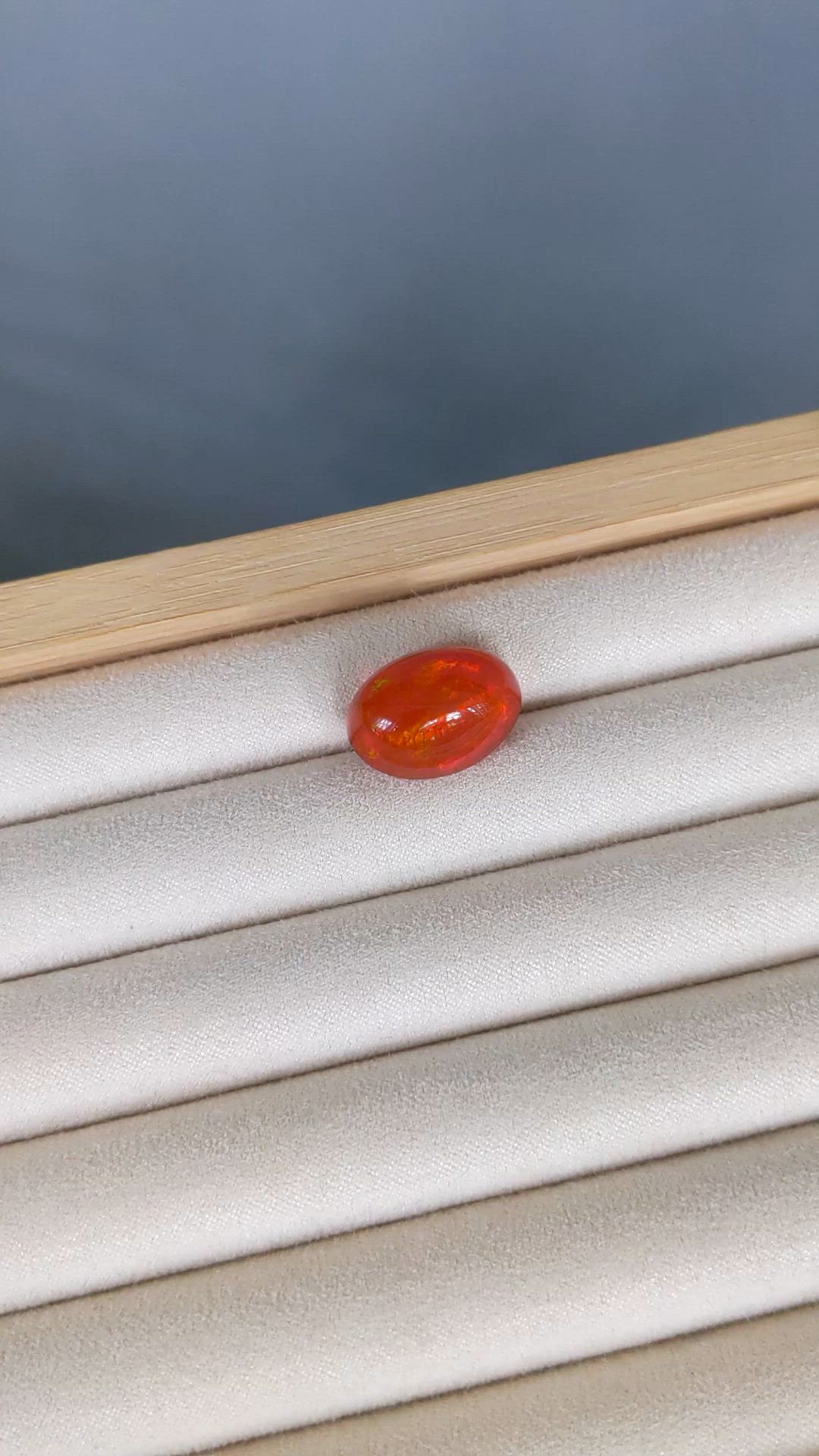 12.70 Ct. Orange Cabochon Fire Opal from Mexico Size Video