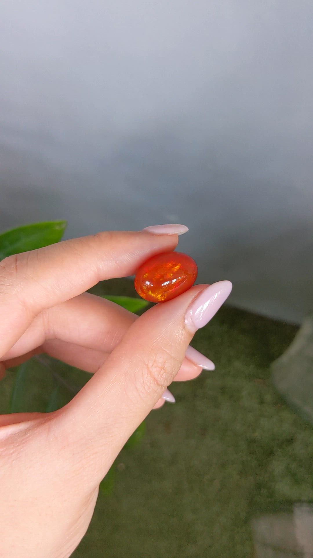12.70 Ct. Orange Cabochon Fire Opal from Mexico Size Video