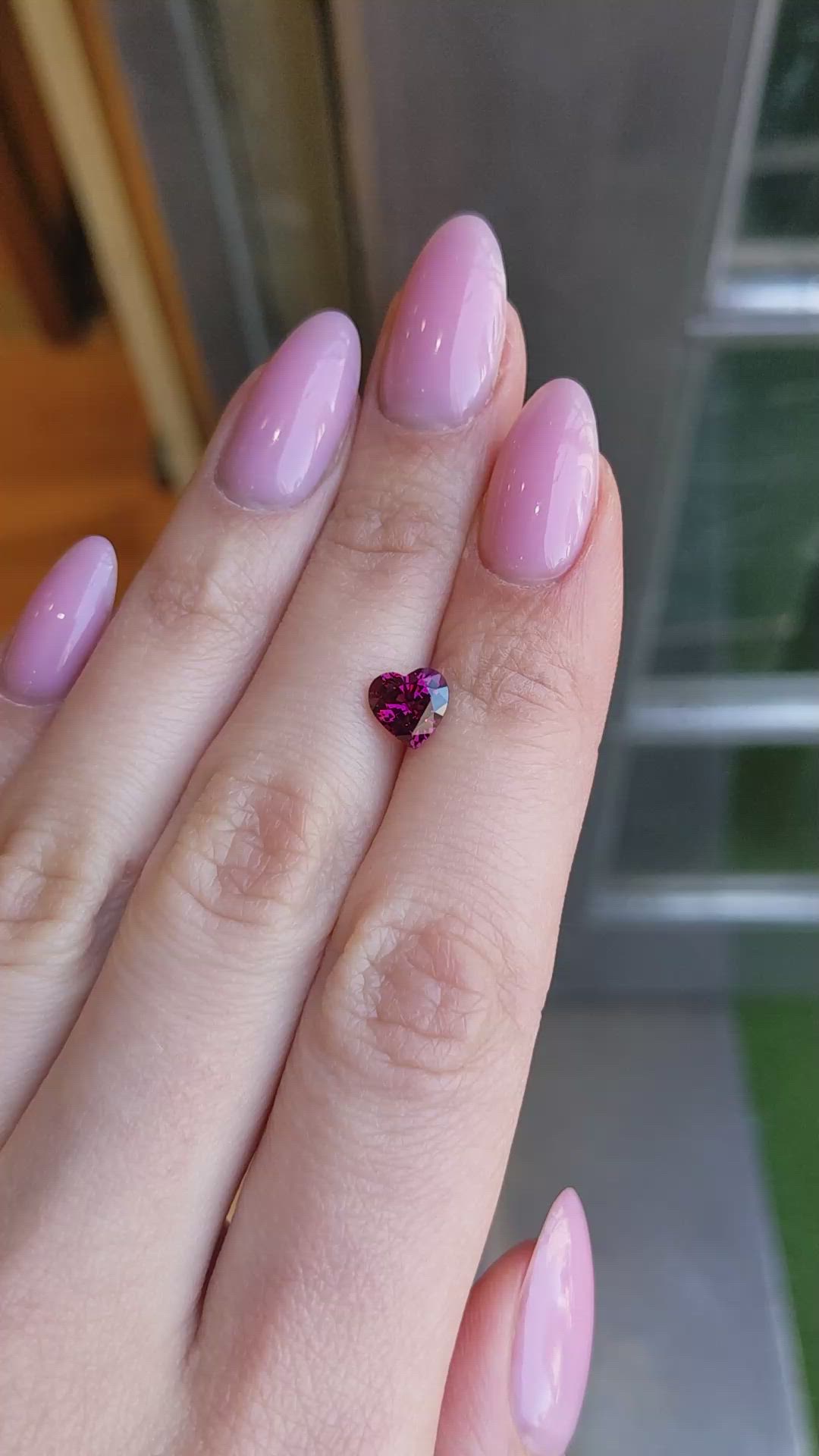 1.60 Ct. Pinkish Purple Rhodolite Garnet from Ceylon (Sri Lanka) Size Video