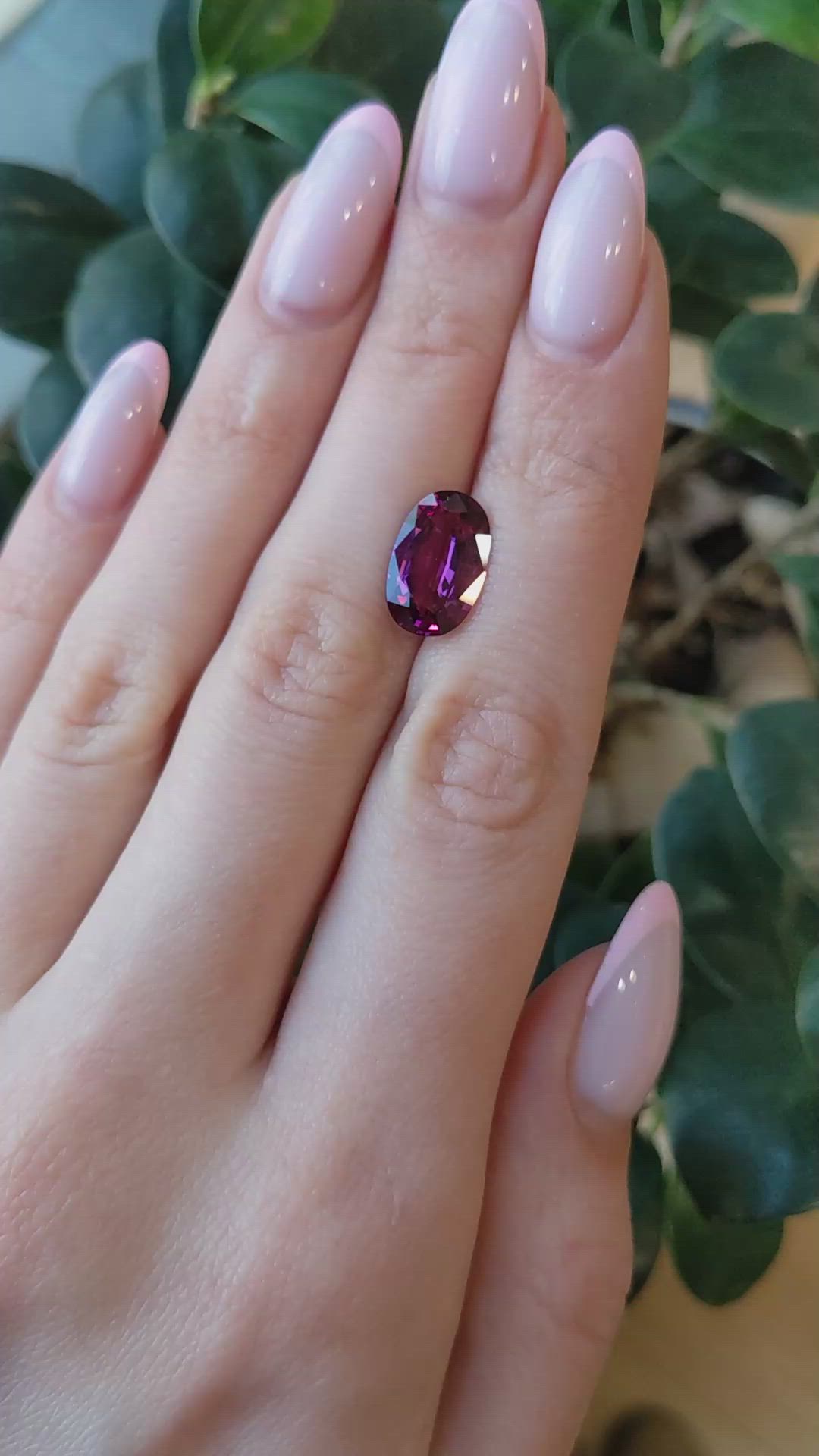 4.38 Ct. Pinkish Purple Rhodolite Garnet from Ceylon (Sri Lanka) Size Video