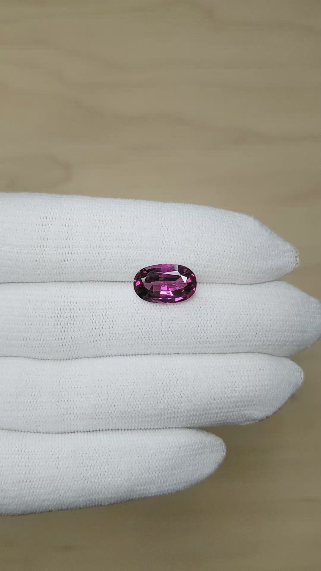 4.38 Ct. Pinkish Purple Rhodolite Garnet from Ceylon (Sri Lanka) Size Video