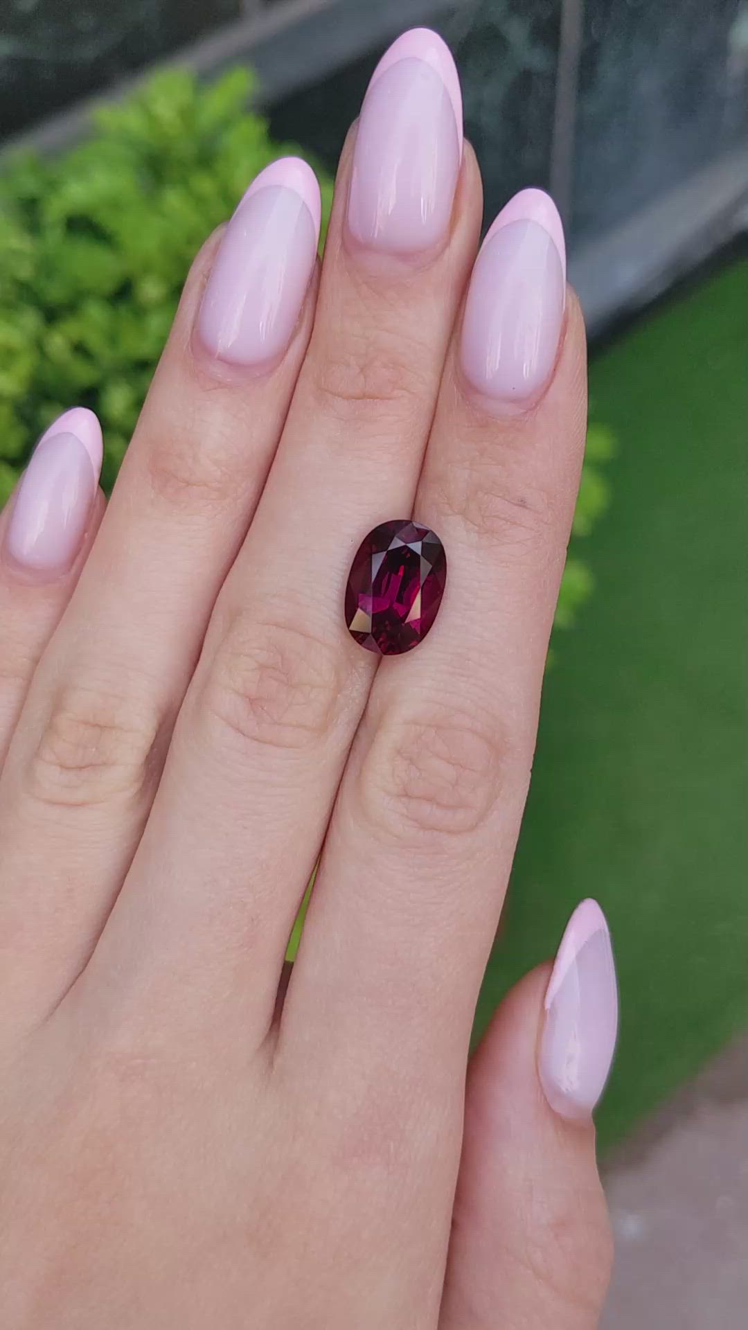 7.13 Ct. Purplish Red Rhodolite Garnet from Ceylon (Sri Lanka) Size Video