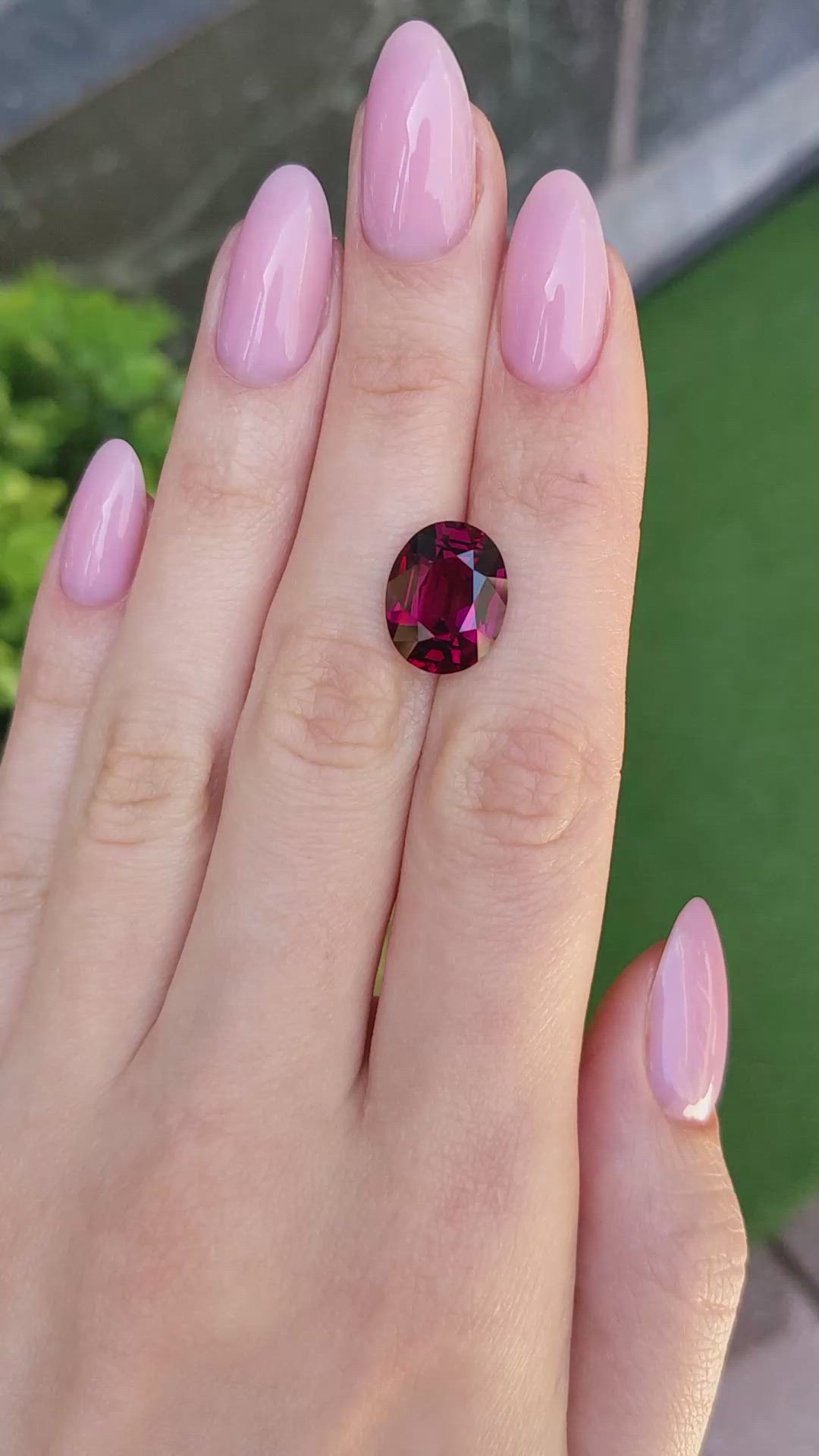 8.89 Ct. Purplish Red Rhodolite Garnet from Ceylon (Sri Lanka) Size Video