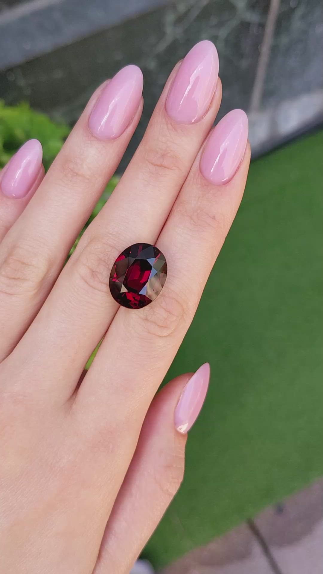 16.41 Ct. Red Rhodolite Garnet from Ceylon (Sri Lanka) Size Video