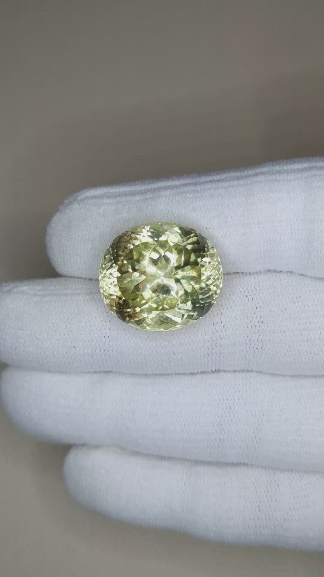 31.68 Ct. Green (Lime Green) Peridot from Burma (Myanmar) Size Video