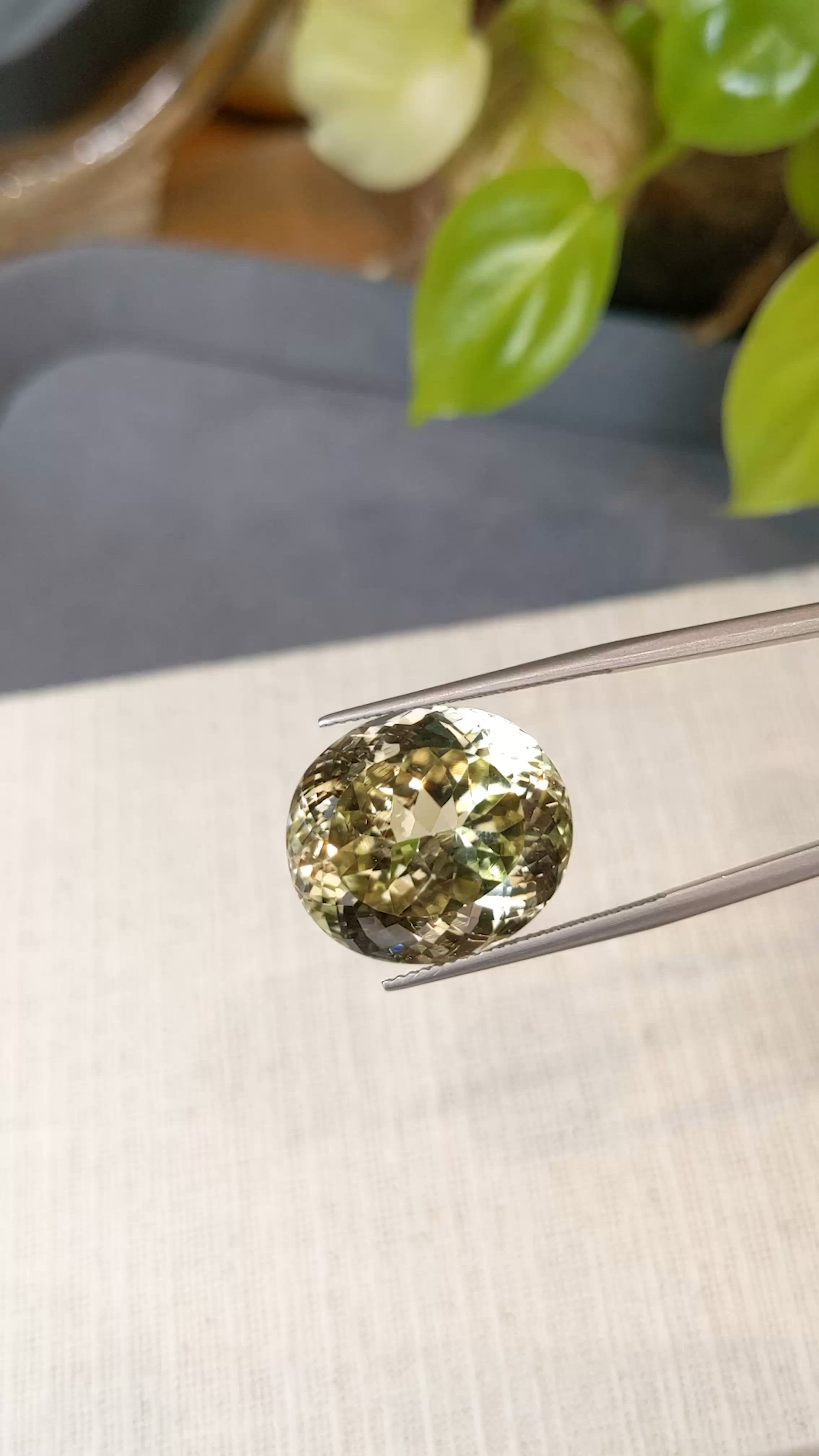 31.68 Ct. Green (Lime Green) Peridot from Burma (Myanmar) Size Video