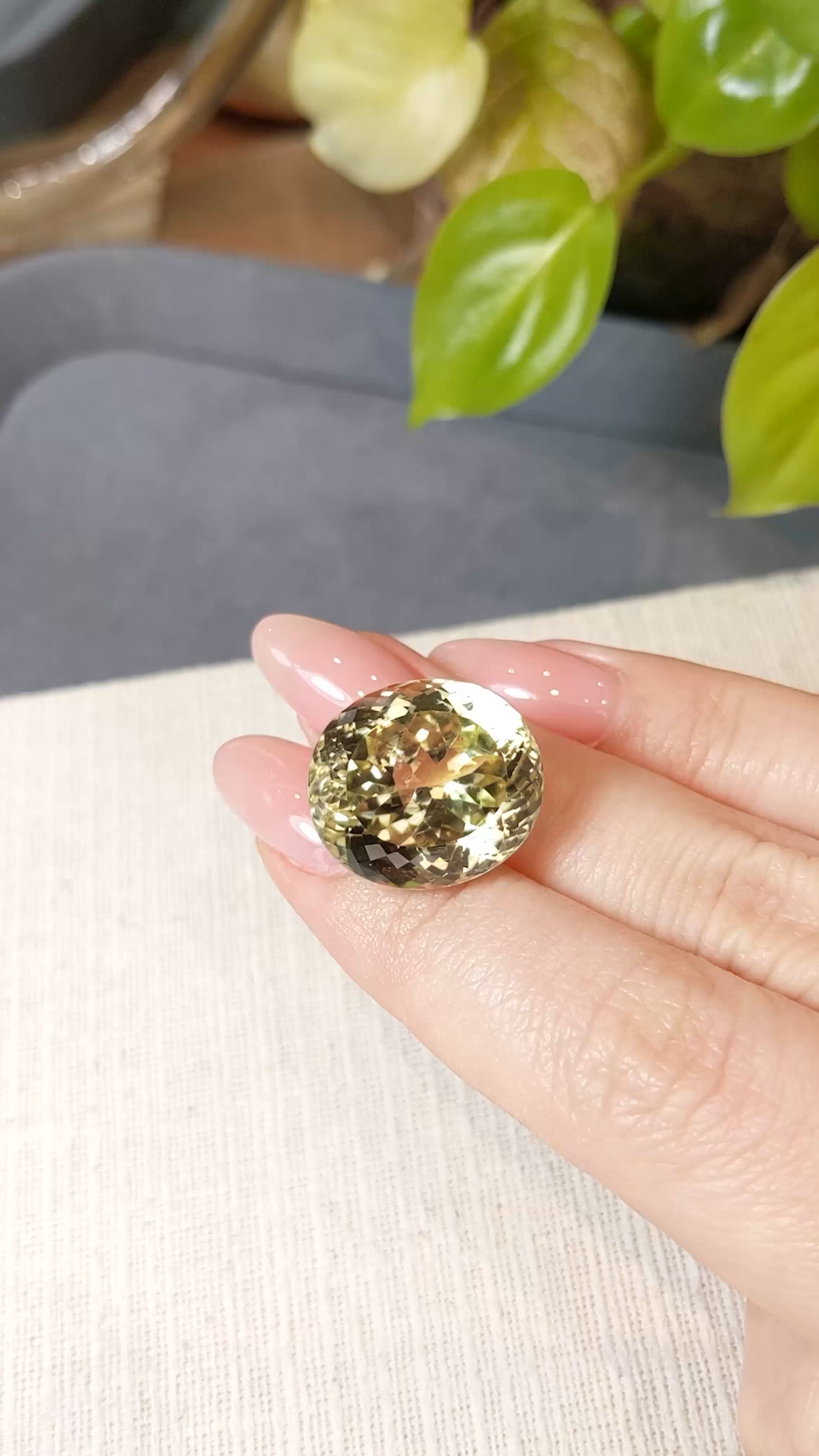 31.68 Ct. Green (Lime Green) Peridot from Burma (Myanmar) Size Video