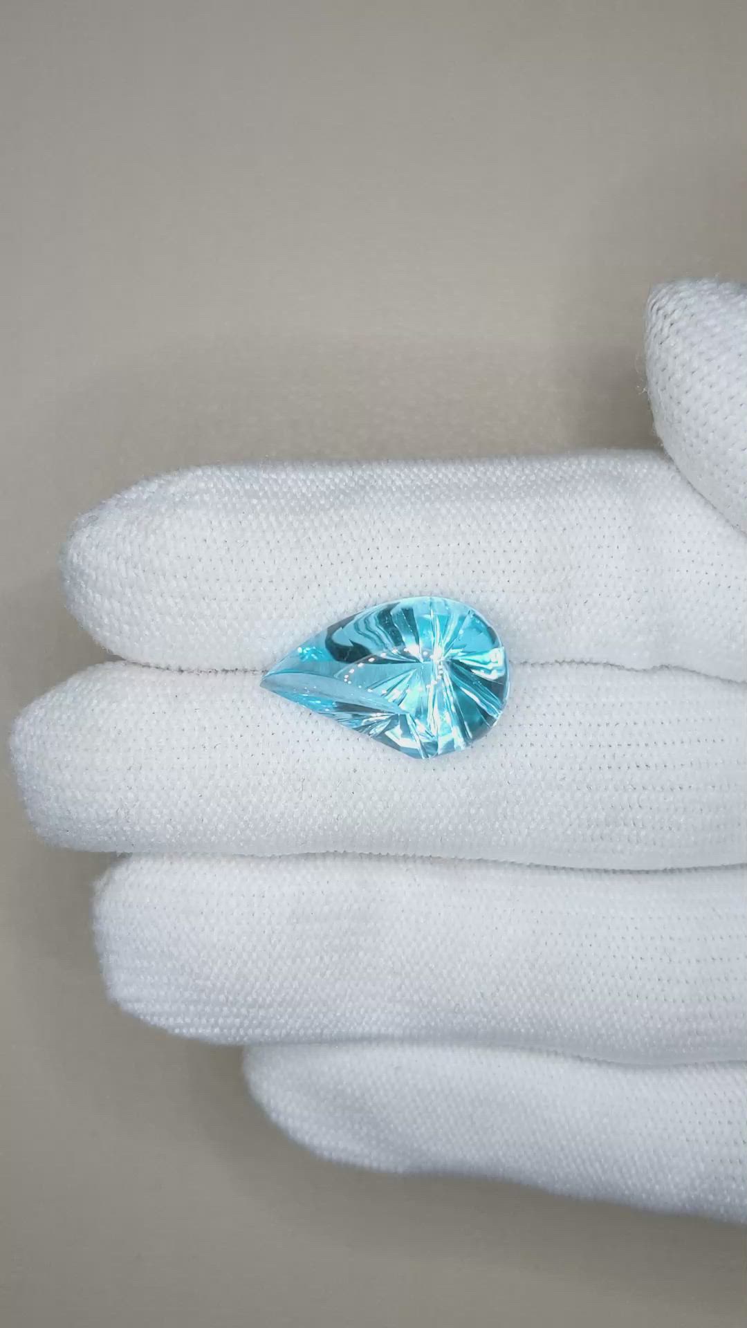 13.39 Ct. Swiss Blue Topaz from Brazil Size Video