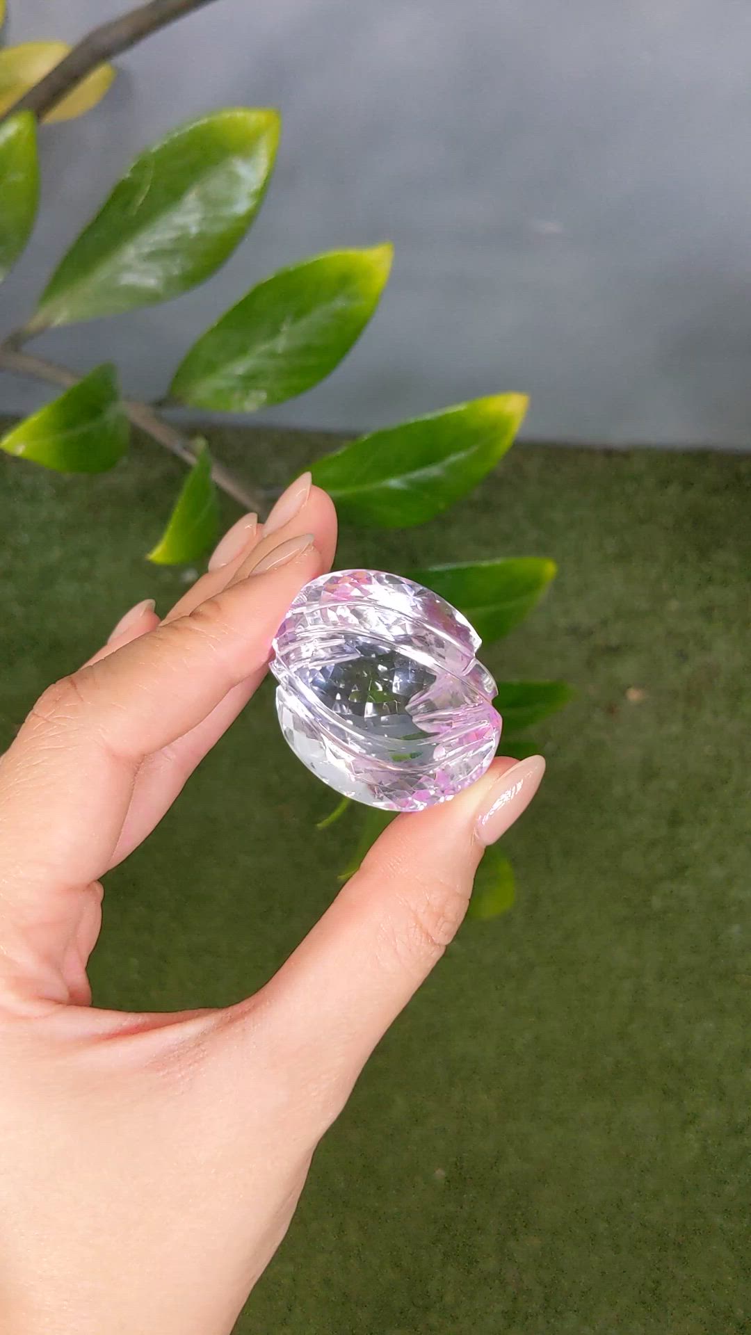 160.99 Ct. Pinkish Purple Amethyst from Brazil Size Video