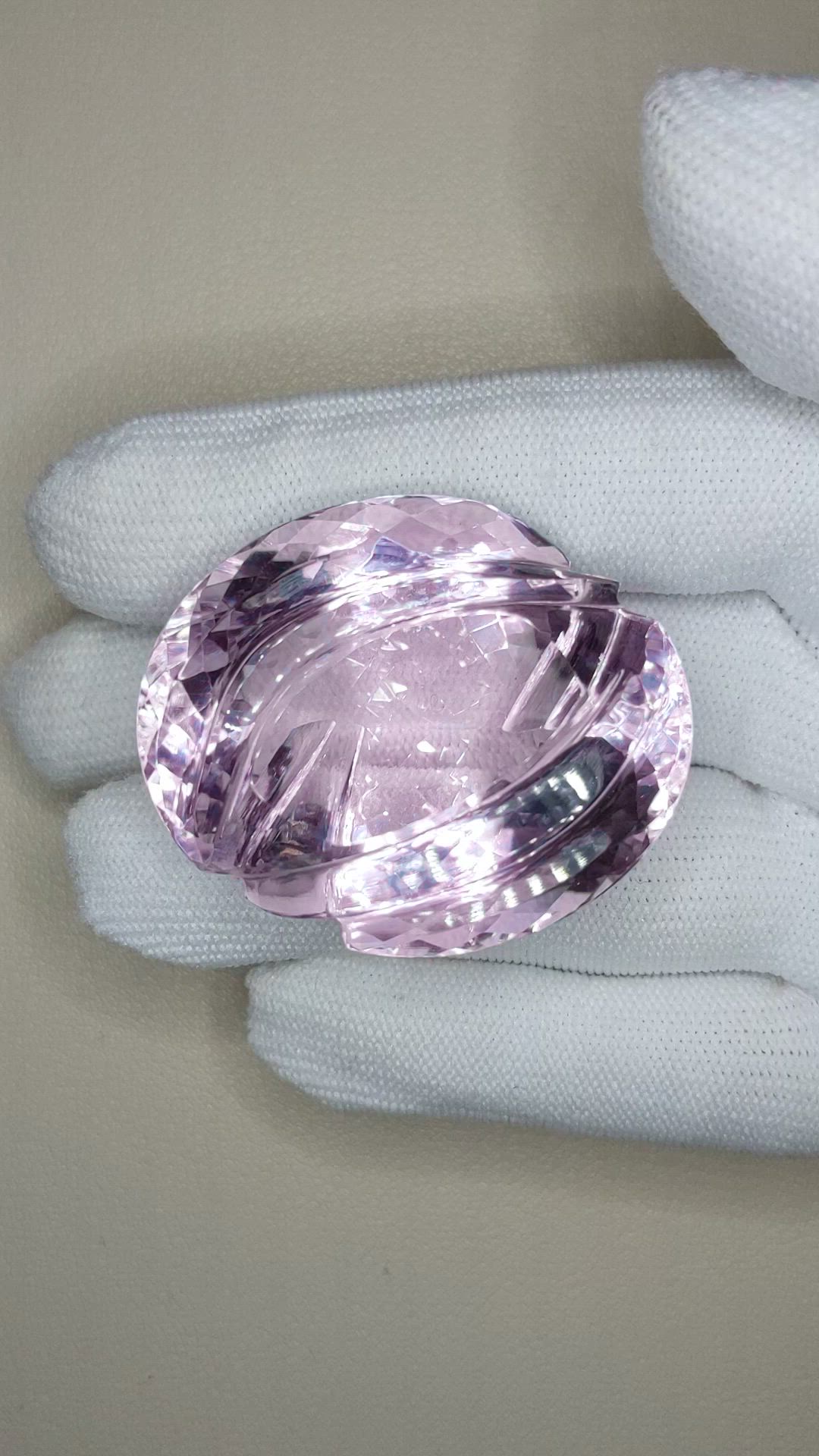 160.99 Ct. Pinkish Purple Amethyst from Brazil Size Video