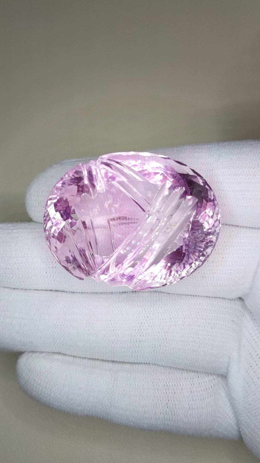 129.46 Ct. Pinkish Purple Amethyst from Brazil Size Video