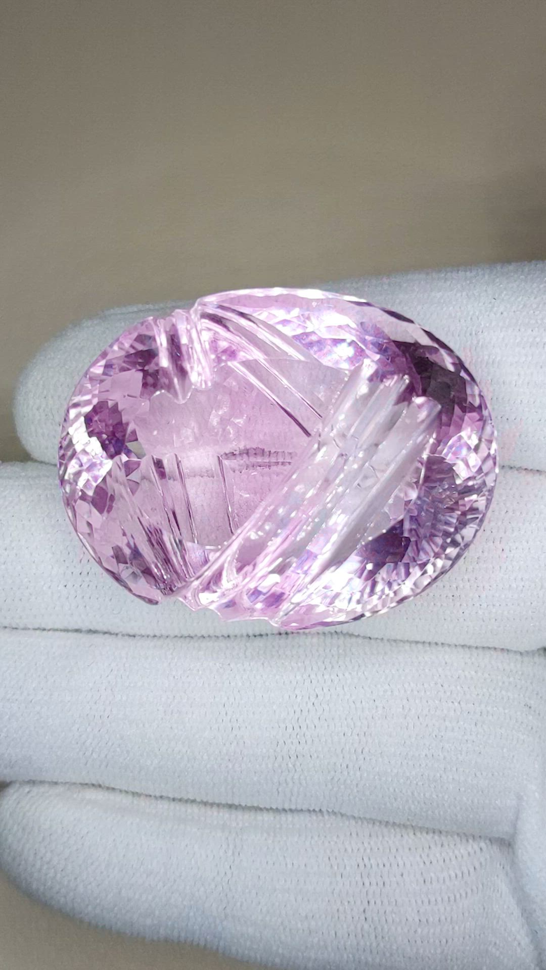 129.46 Ct. Pinkish Purple Amethyst from Brazil Size Video