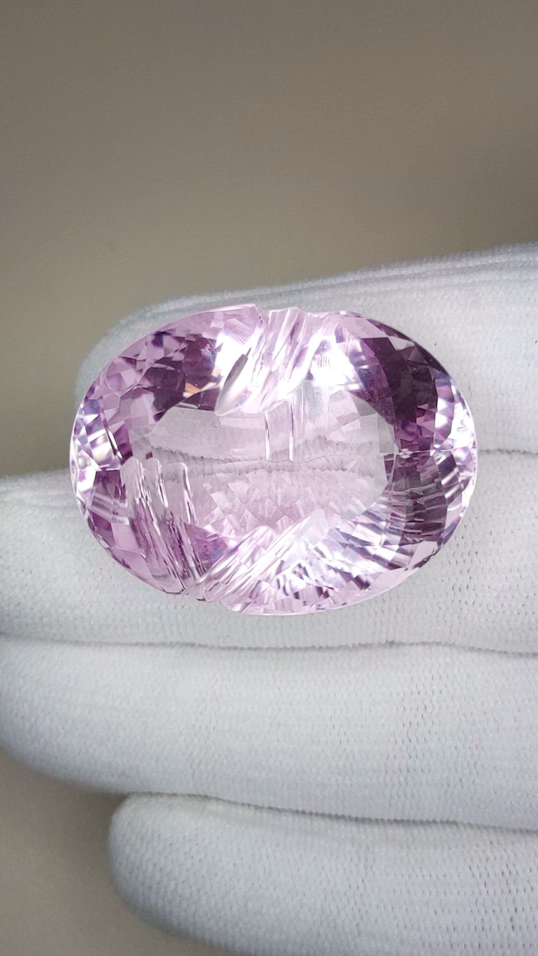 87.79 Ct. Pinkish Purple Amethyst from Brazil Size Video