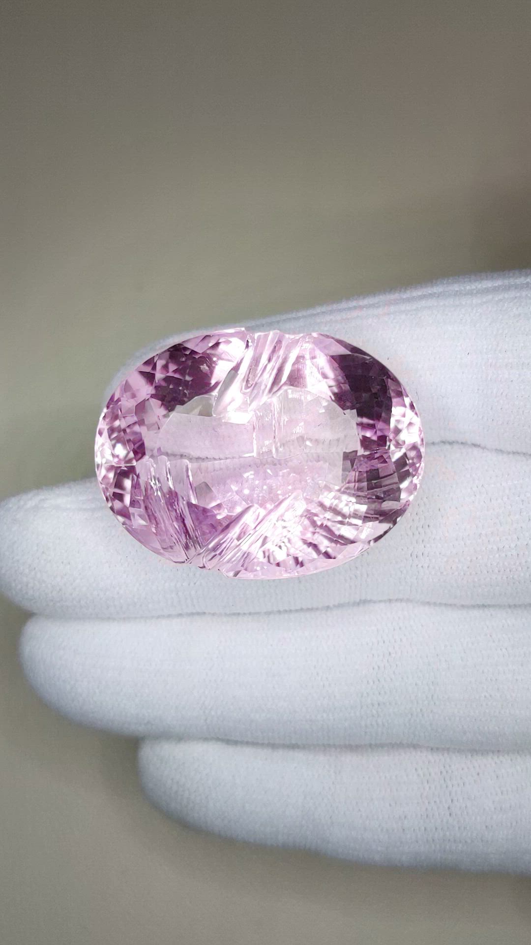 87.79 Ct. Pinkish Purple Amethyst from Brazil Size Video