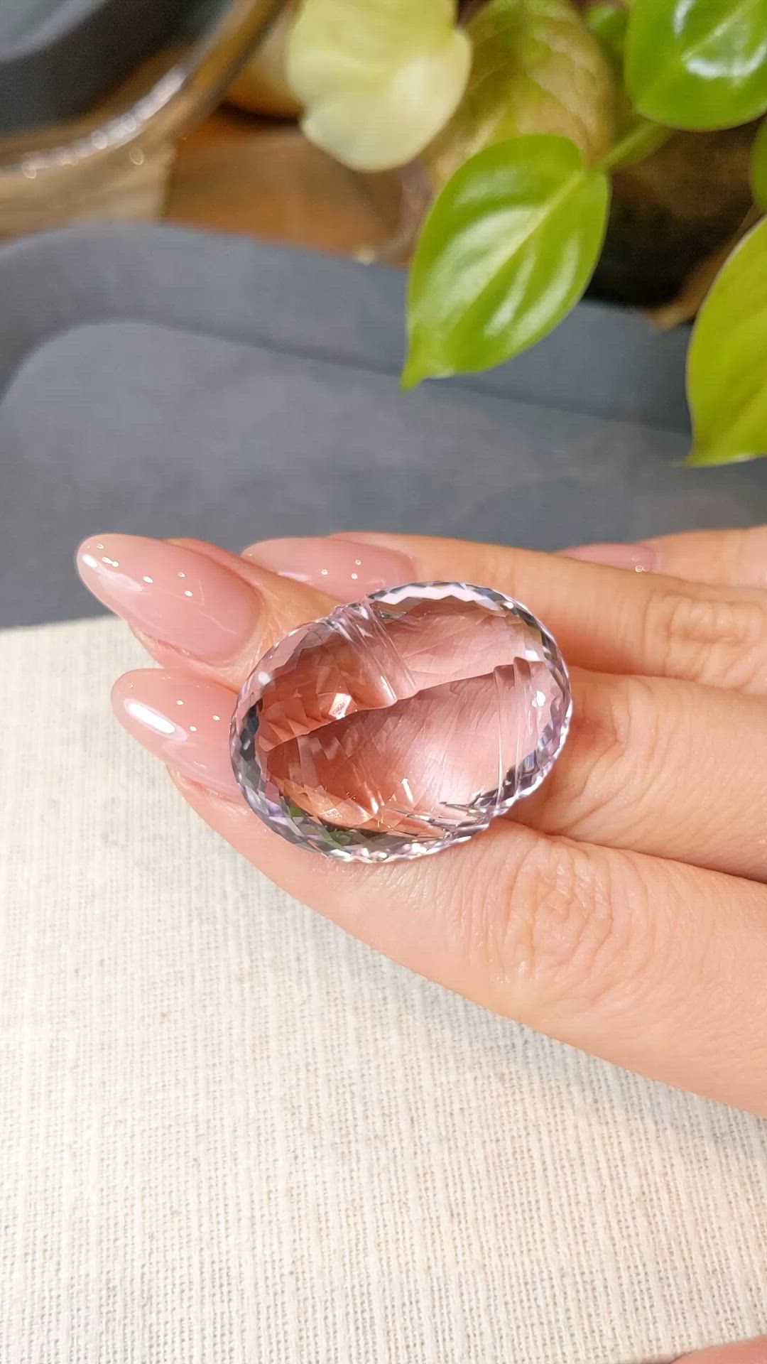 87.79 Ct. Pinkish Purple Amethyst from Brazil Size Video