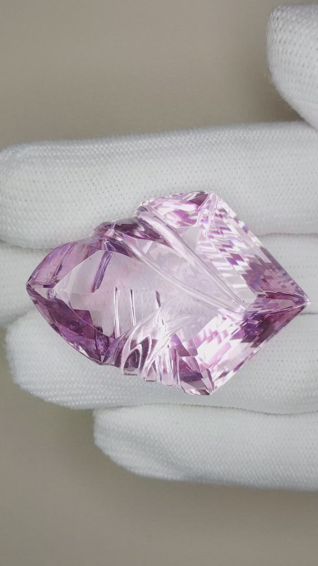 108.05 Ct. Pinkish Purple Amethyst from Brazil Size Video