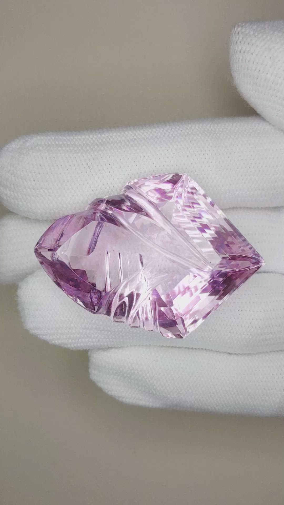 108.05 Ct. Pinkish Purple Amethyst from Brazil Size Video