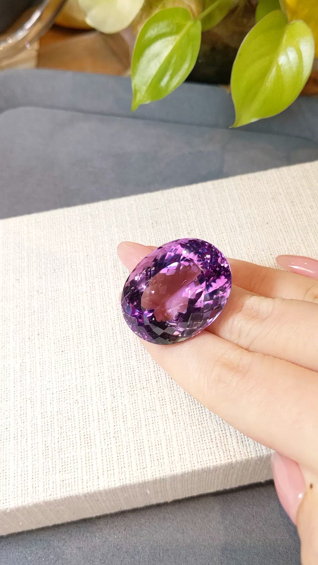 87.88 Ct. Purple Amethyst from Brazil Size Video